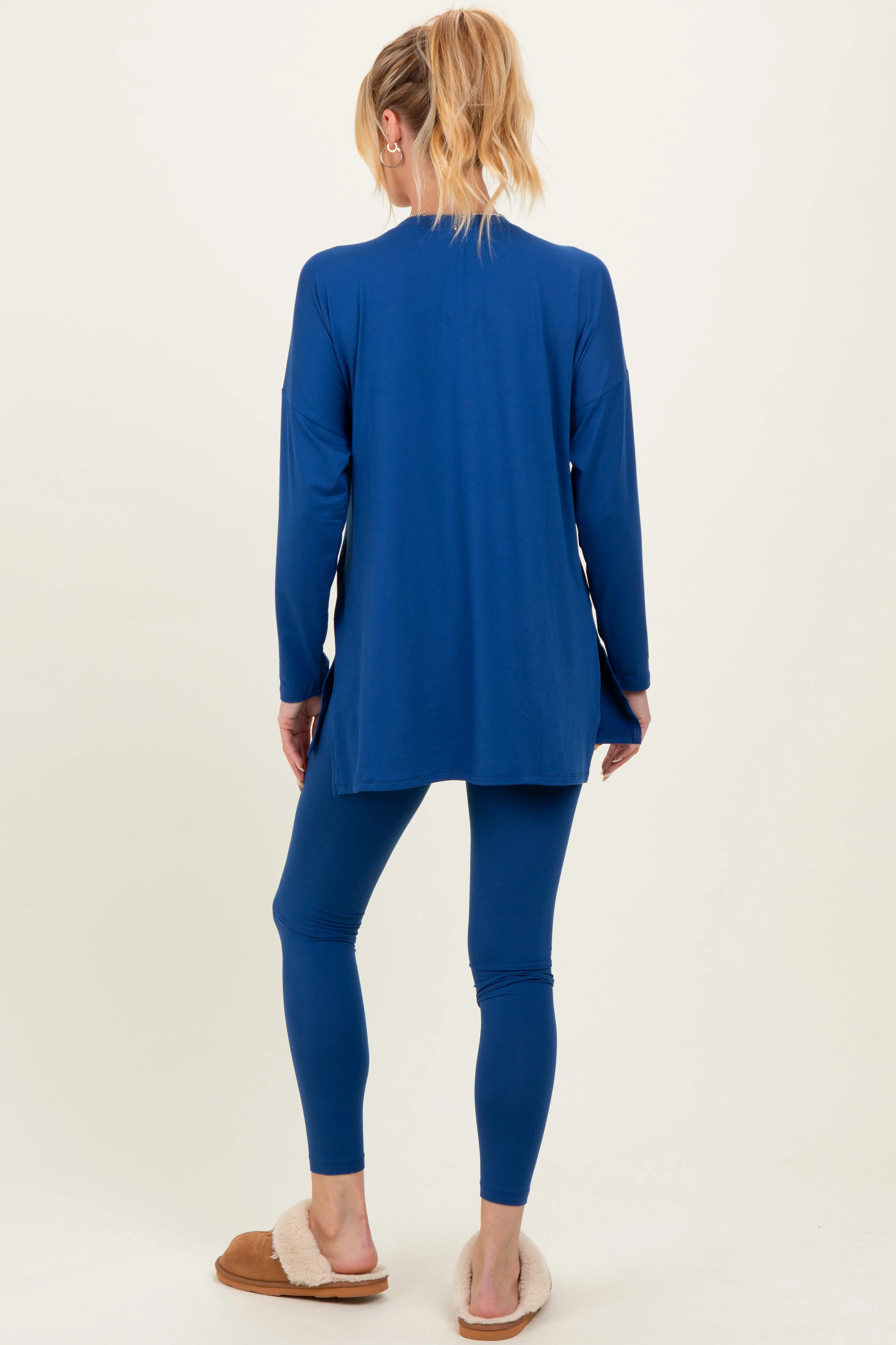 Navy Brushed Knit Maternity Oversized Top and Legging Set sold by Pinkblush product image thumbnail 4