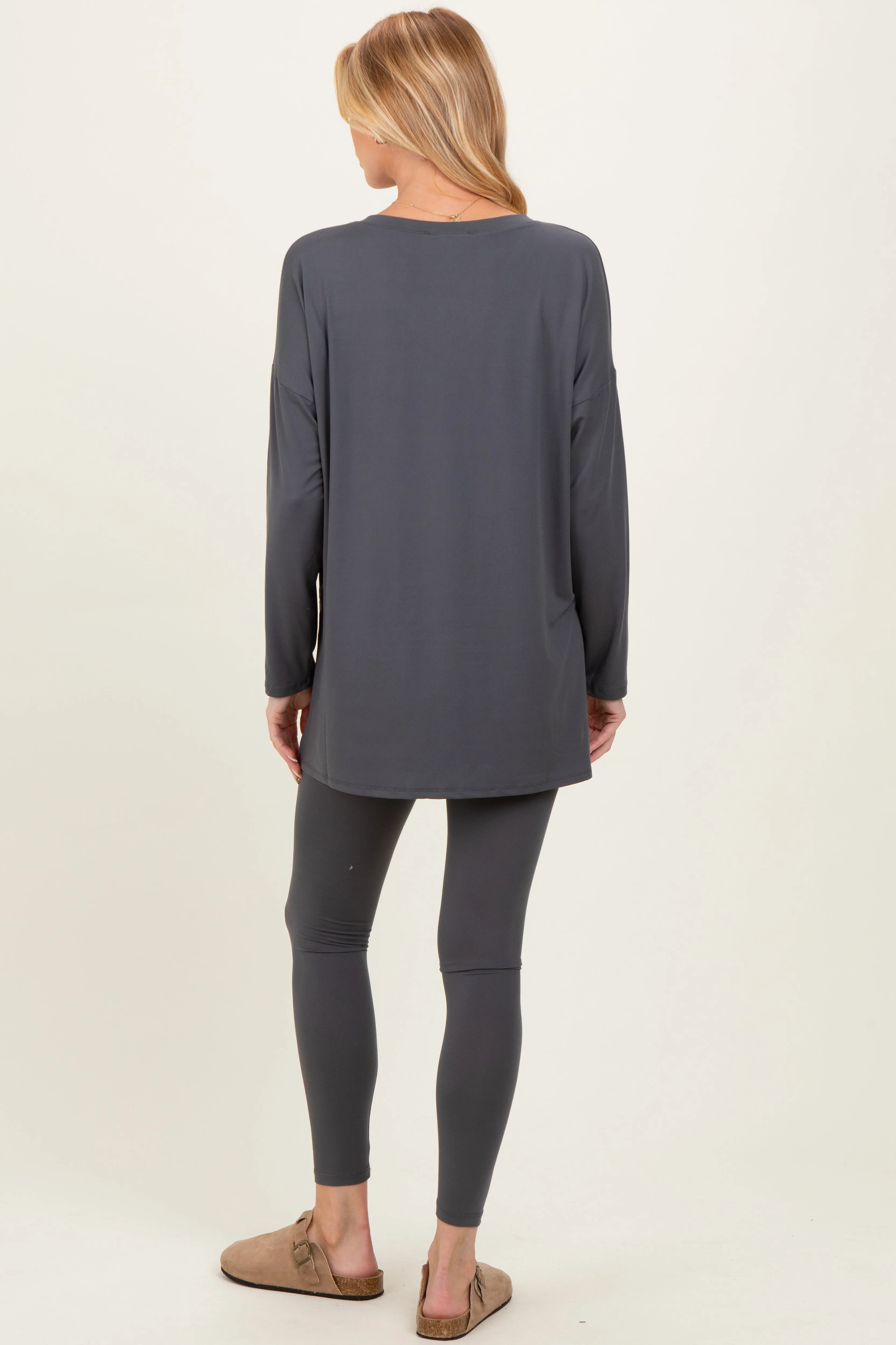 Charcoal Brushed Knit Maternity Oversized Top and Legging Set sold by Pinkblush product image thumbnail 4