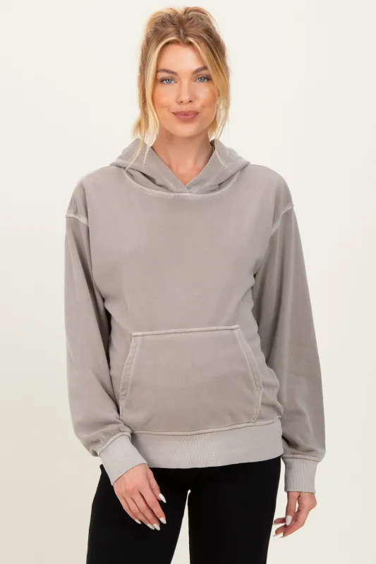 Mocha Soft Fleece Maternity Pocket Hoodie sold by Pinkblush