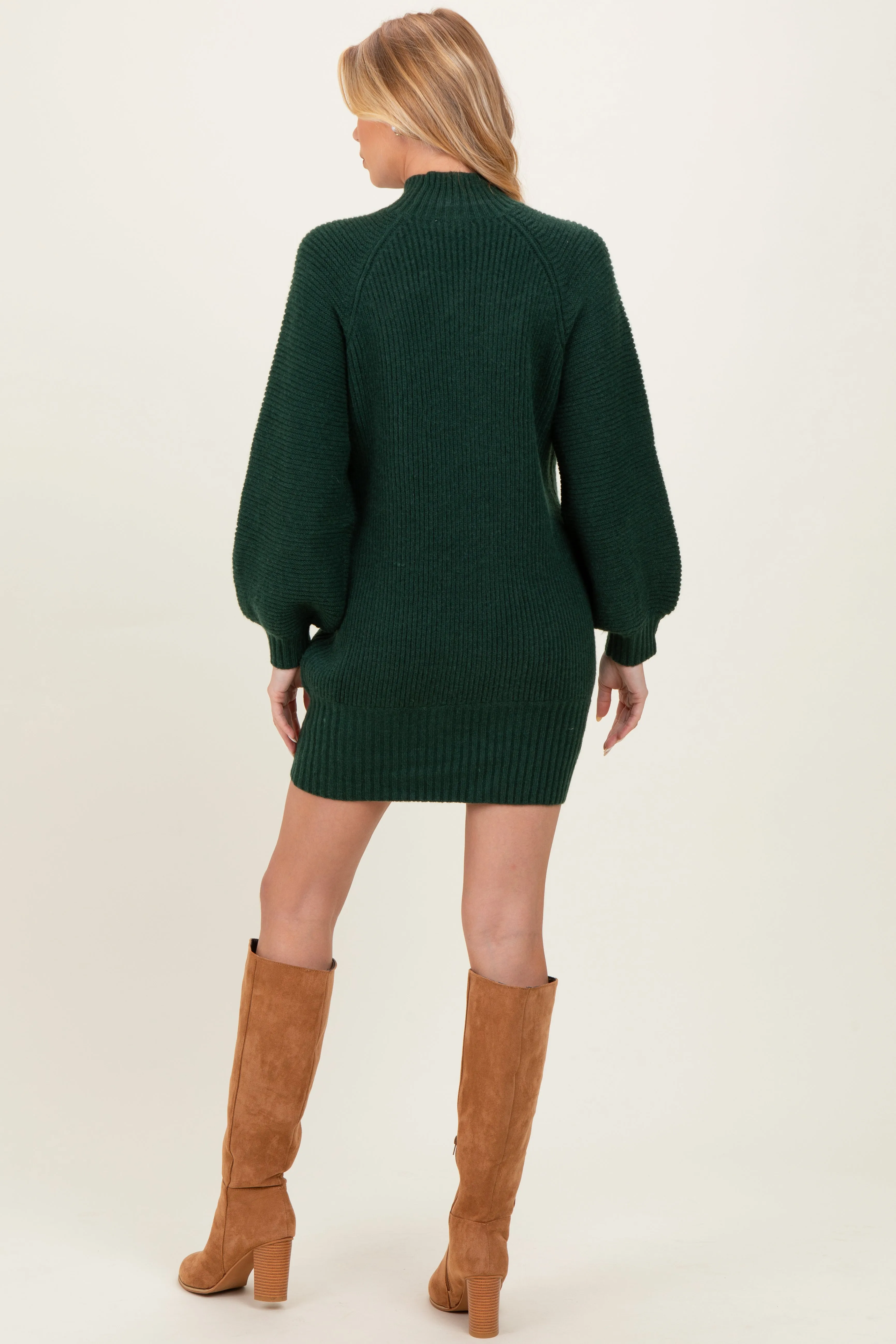 Hunter Green Mock Neck Cozy Maternity Sweater Dress sold by Pinkblush product image thumbnail 3