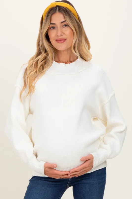 Ivory Wide Neck Drop Shoulder Maternity Sweater sold by Pinkblush