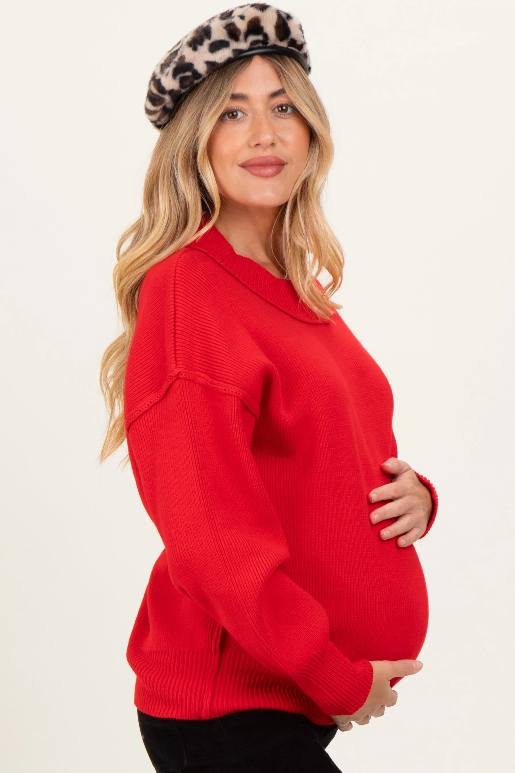 Ruby Wide Neck Drop Shoulder Maternity Sweater sold by Pinkblush product image thumbnail 2