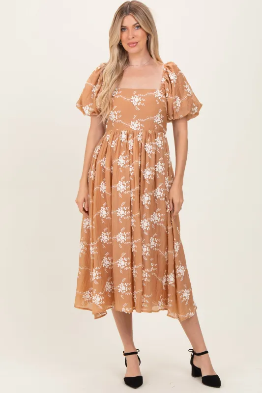 Mocha Textured Midi Dress sold by Pinkblush