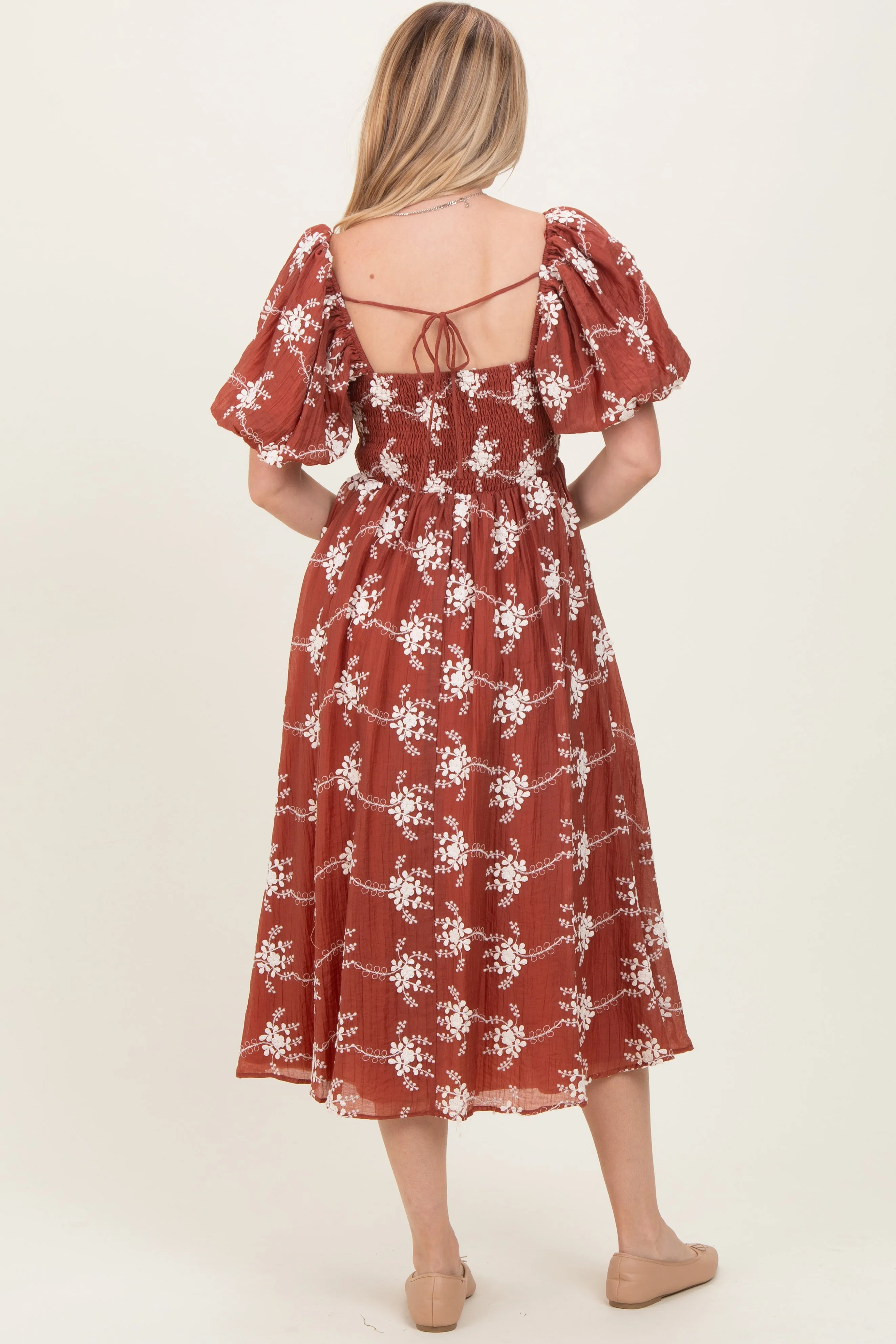 Rust Textured Midi Dress sold by Pinkblush product image thumbnail 4