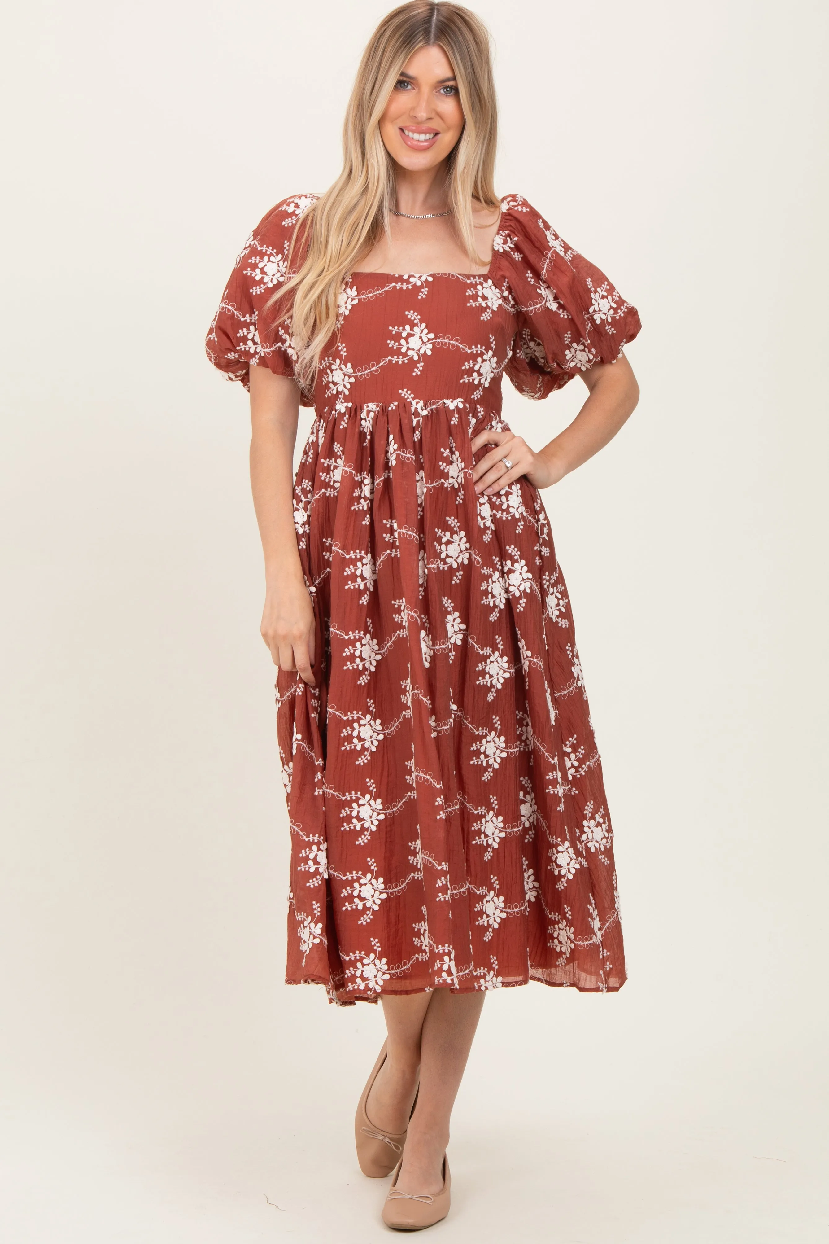 Rust Textured Midi Dress sold by Pinkblush product image thumbnail 2