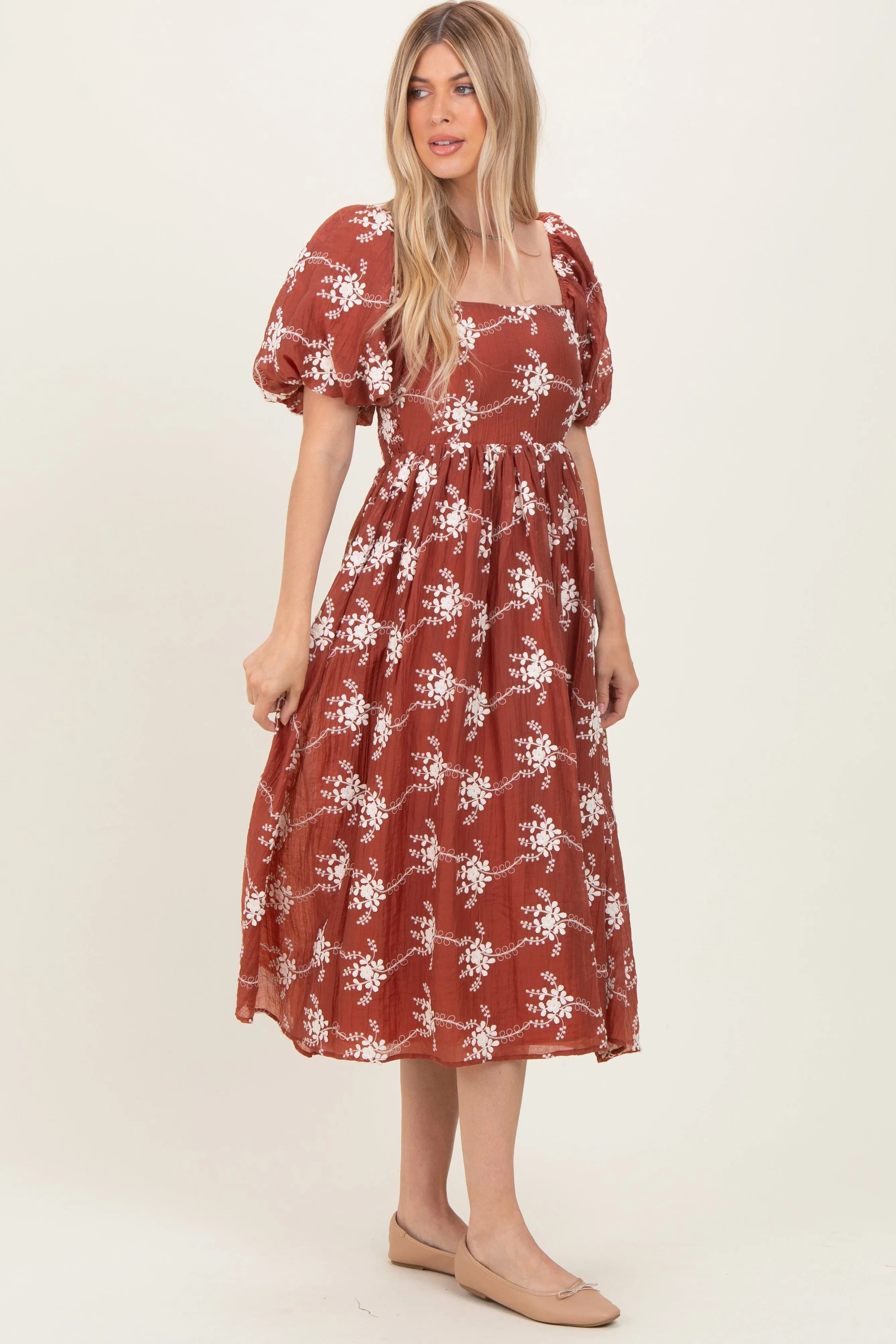 Rust Textured Midi Dress sold by Pinkblush product image thumbnail 3