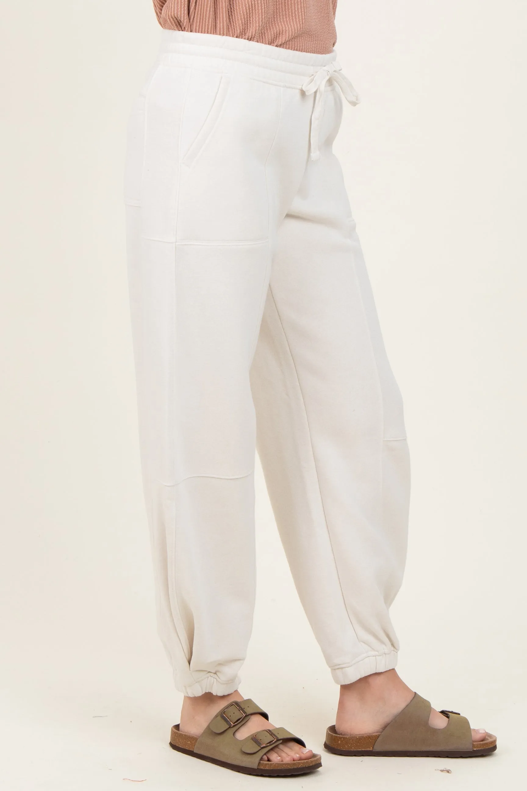 Ivory Multi Seam Fleece Sweatpants sold by Pinkblush product image thumbnail 3