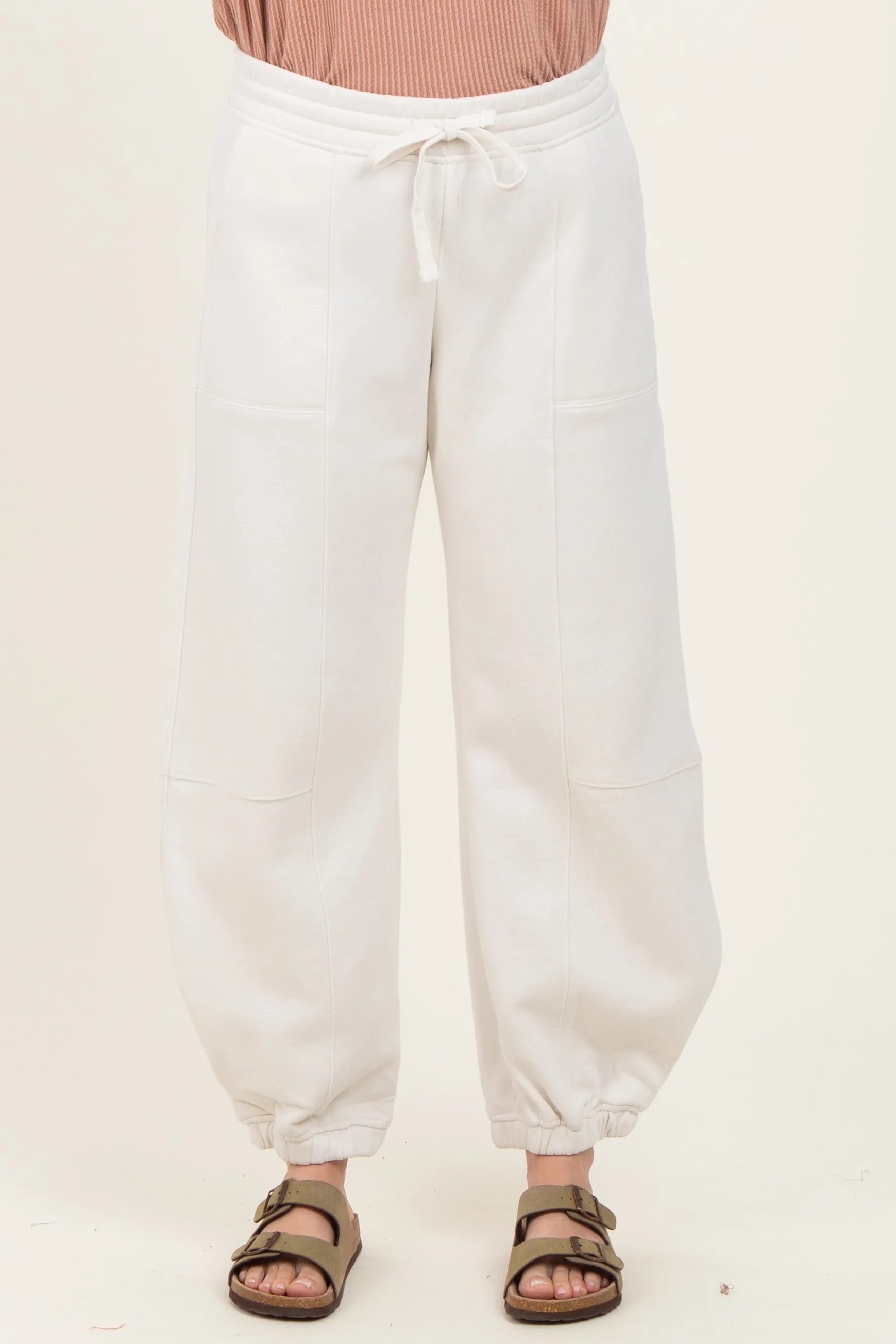 Ivory Multi Seam Fleece Sweatpants sold by Pinkblush product image thumbnail 2