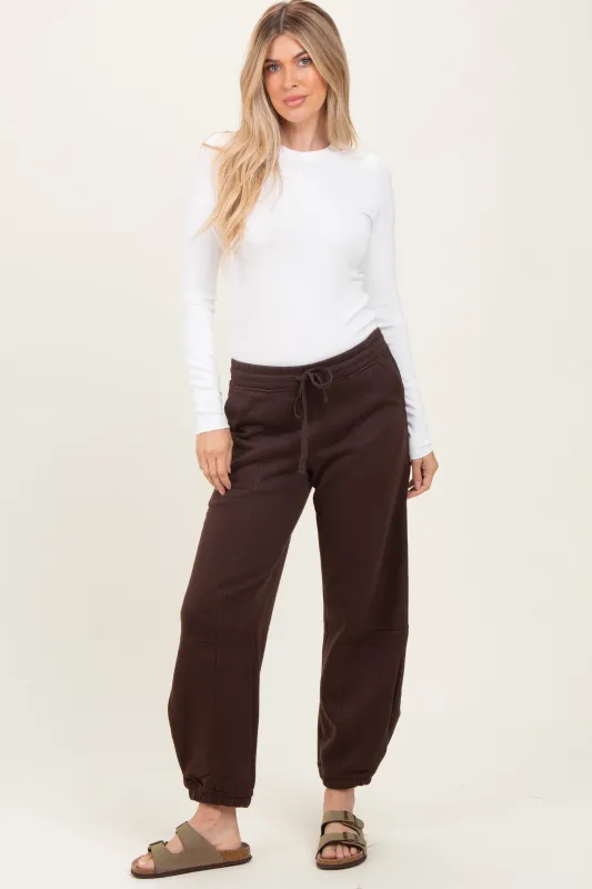 Brown Multi Seam Fleece Sweatpants sold by Pinkblush