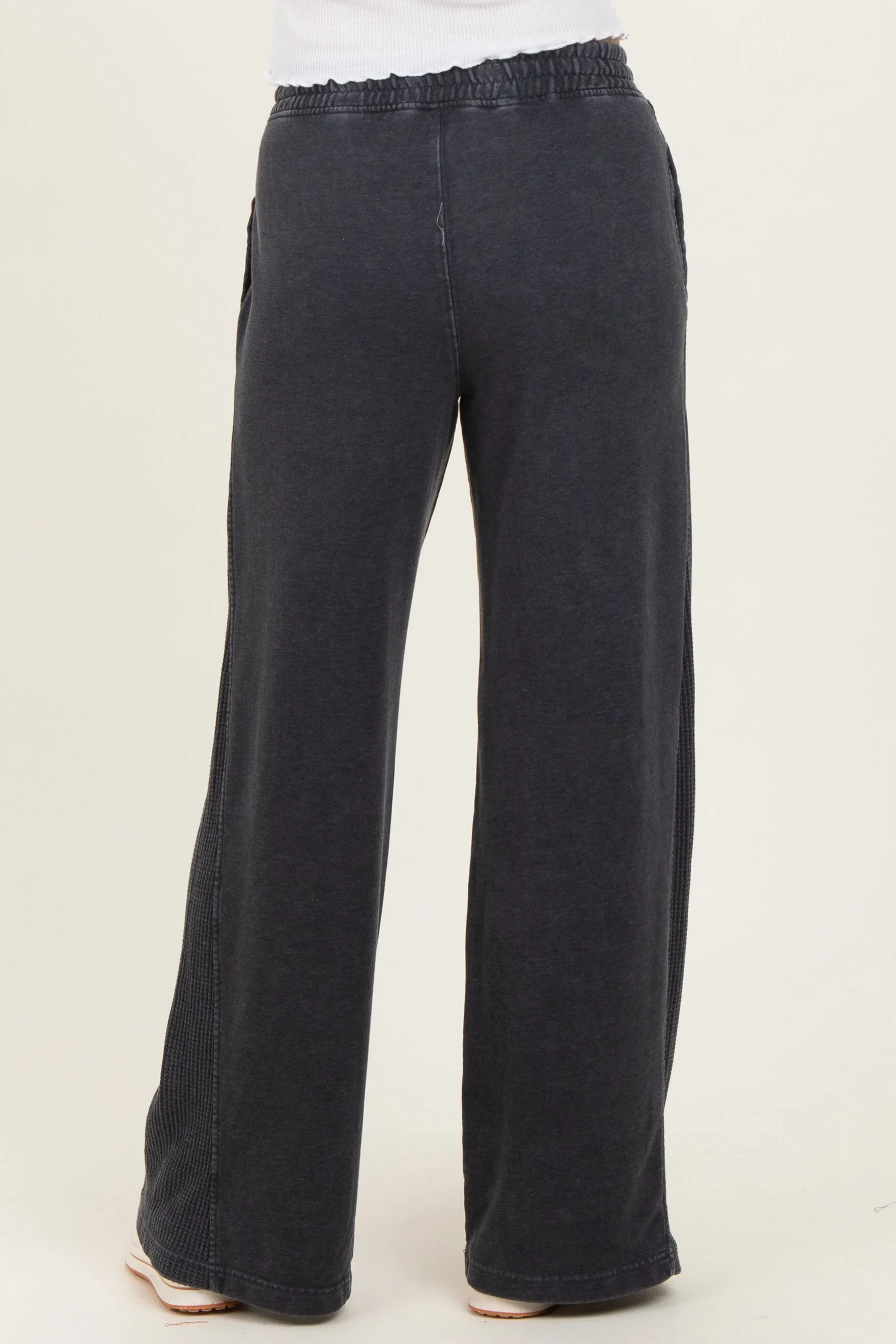 Black Mineral Wash Waffle Knit Contrast Lounge Pants sold by Pinkblush product image thumbnail 4