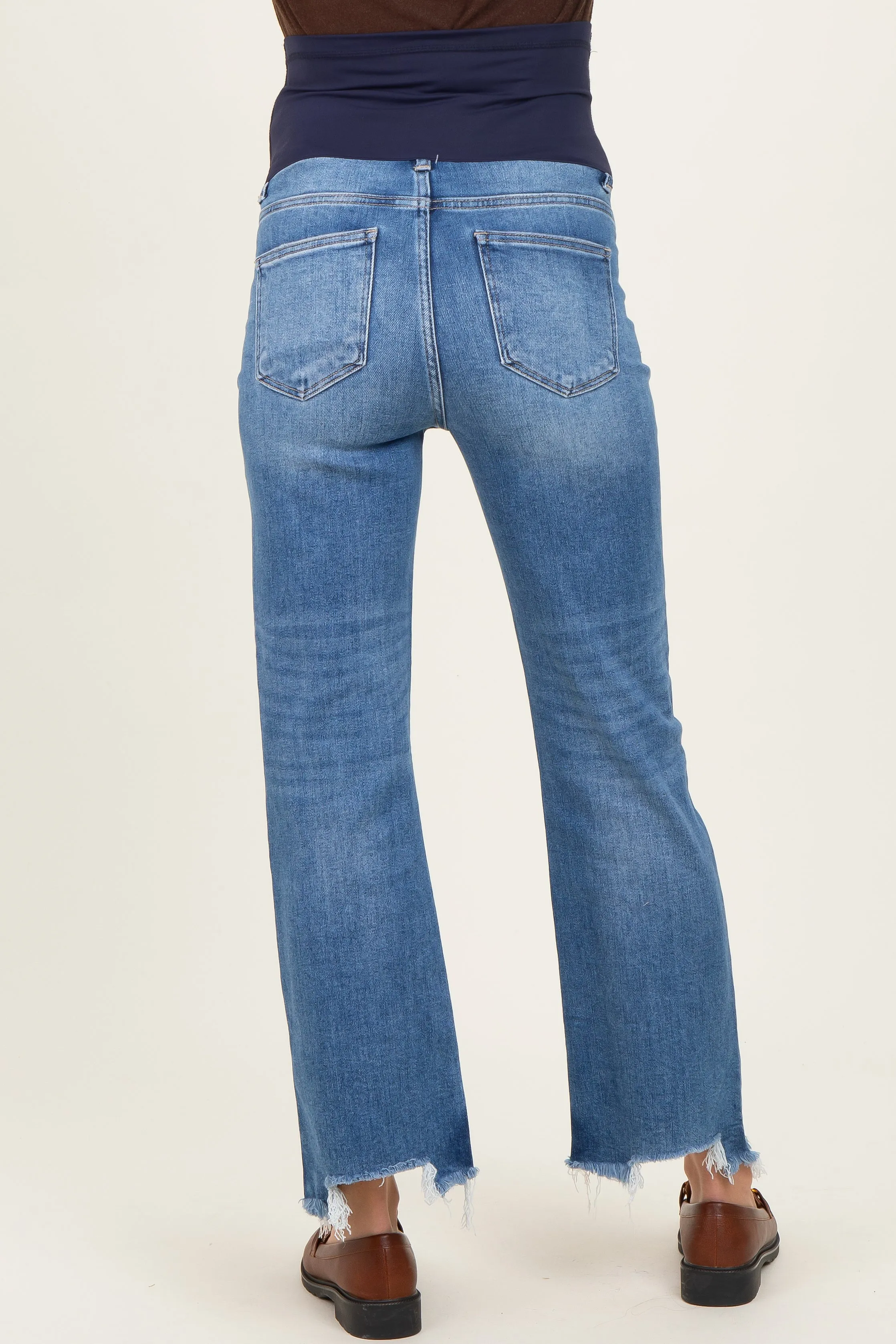 Blue Fray Hem Cropped Flare Maternity Jeans sold by Pinkblush product image thumbnail 4
