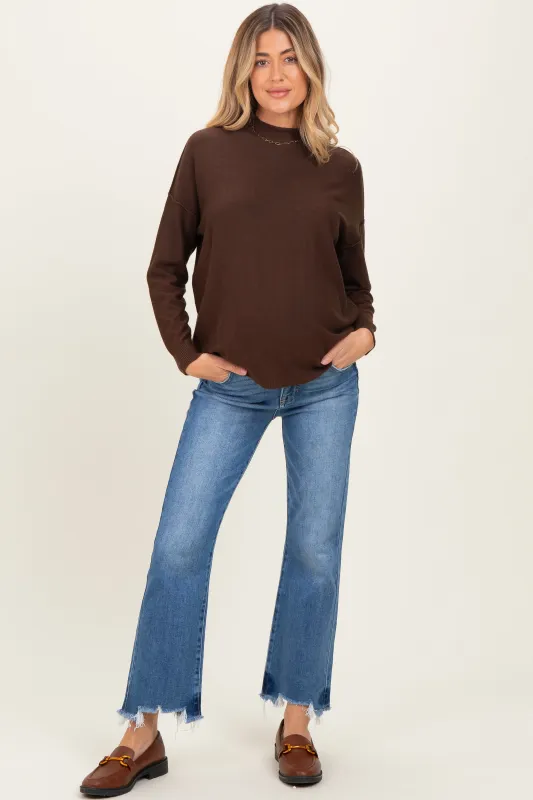 Blue Fray Hem Cropped Flare Maternity Jeans made by Pinkblush