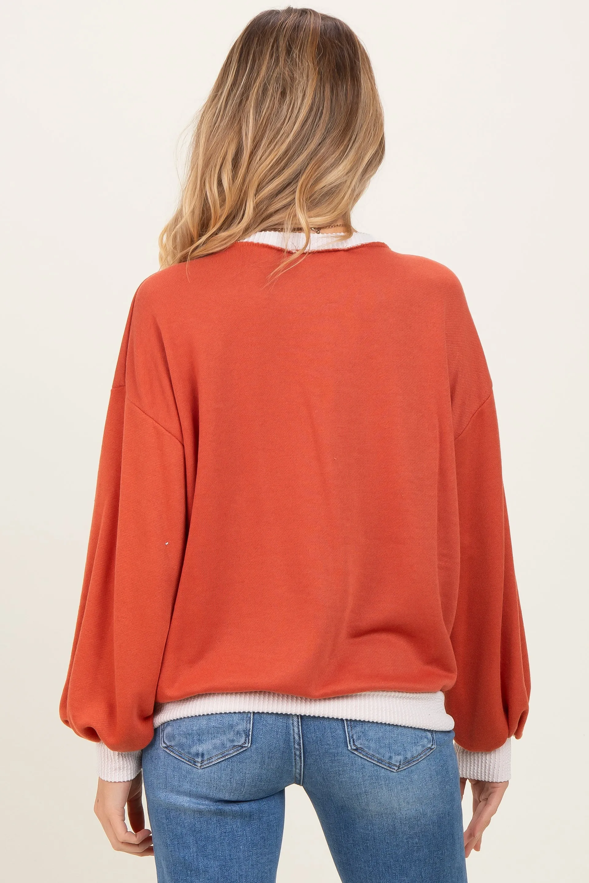 Rust French Terry Maternity Sweatshirt sold by Pinkblush product image thumbnail 4