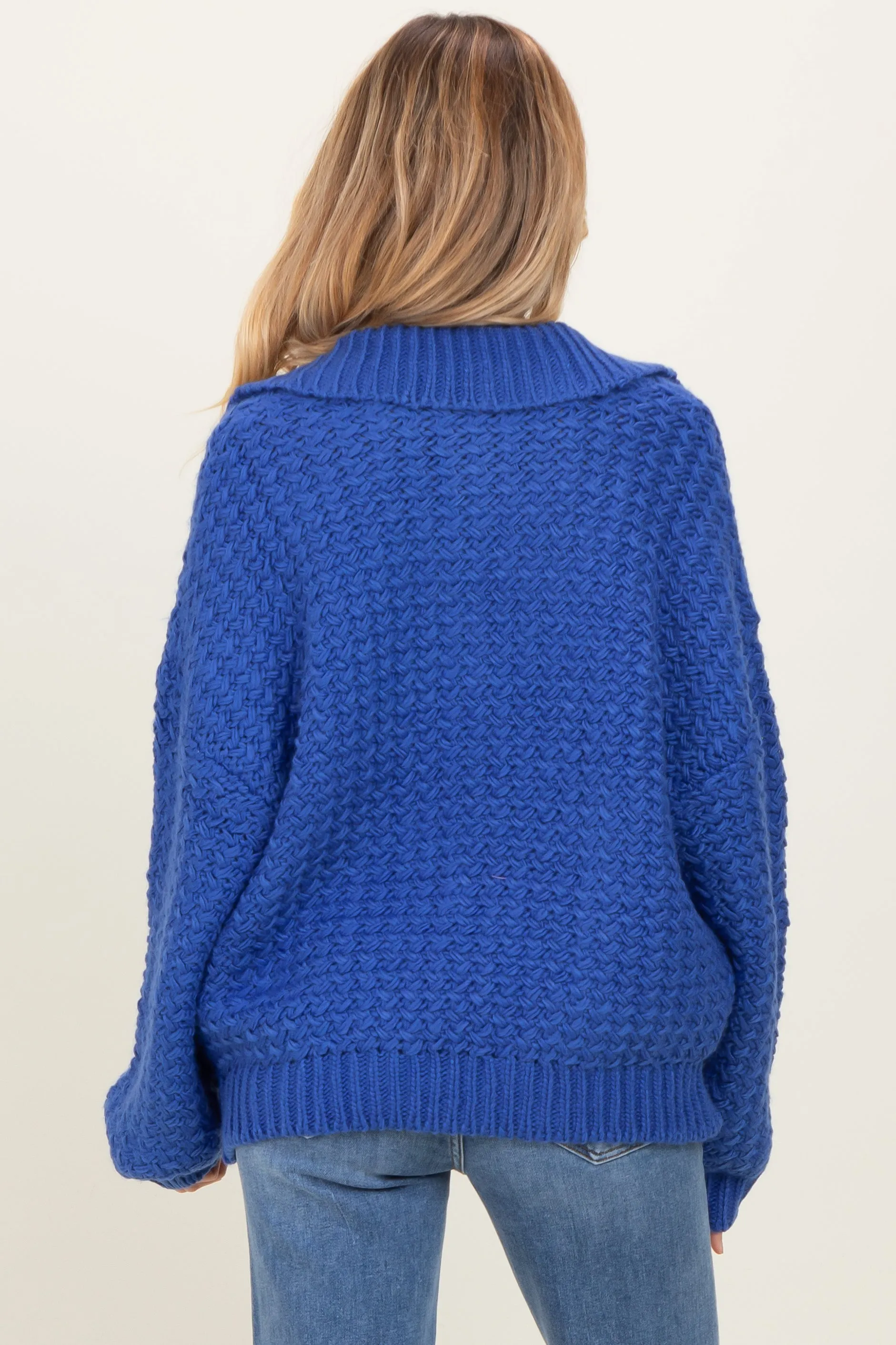Royal Blue Collared Cable Knit Maternity Sweater sold by Pinkblush product image thumbnail 4