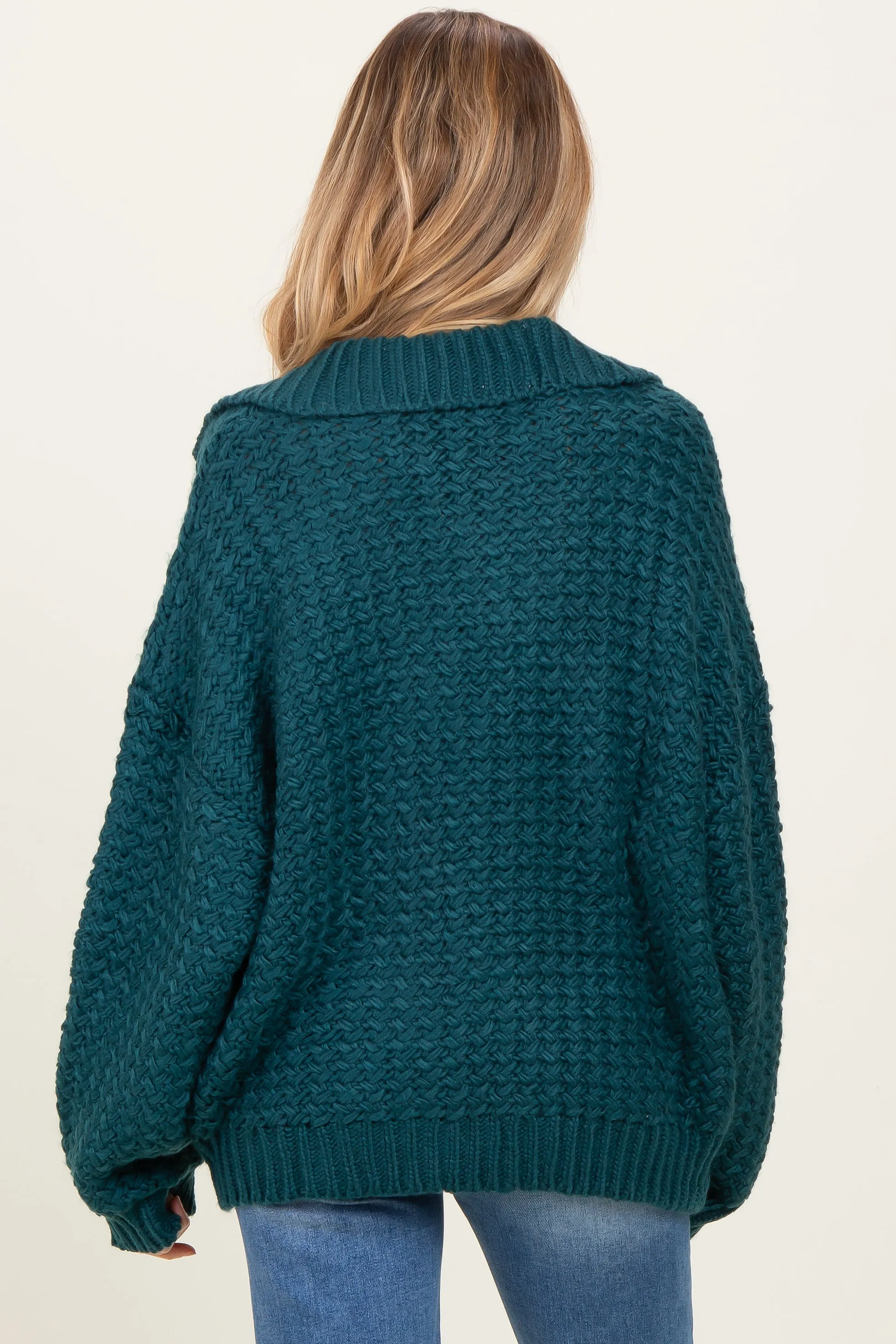 Forest Green Collared Cable Knit Maternity Sweater sold by Pinkblush product image thumbnail 4