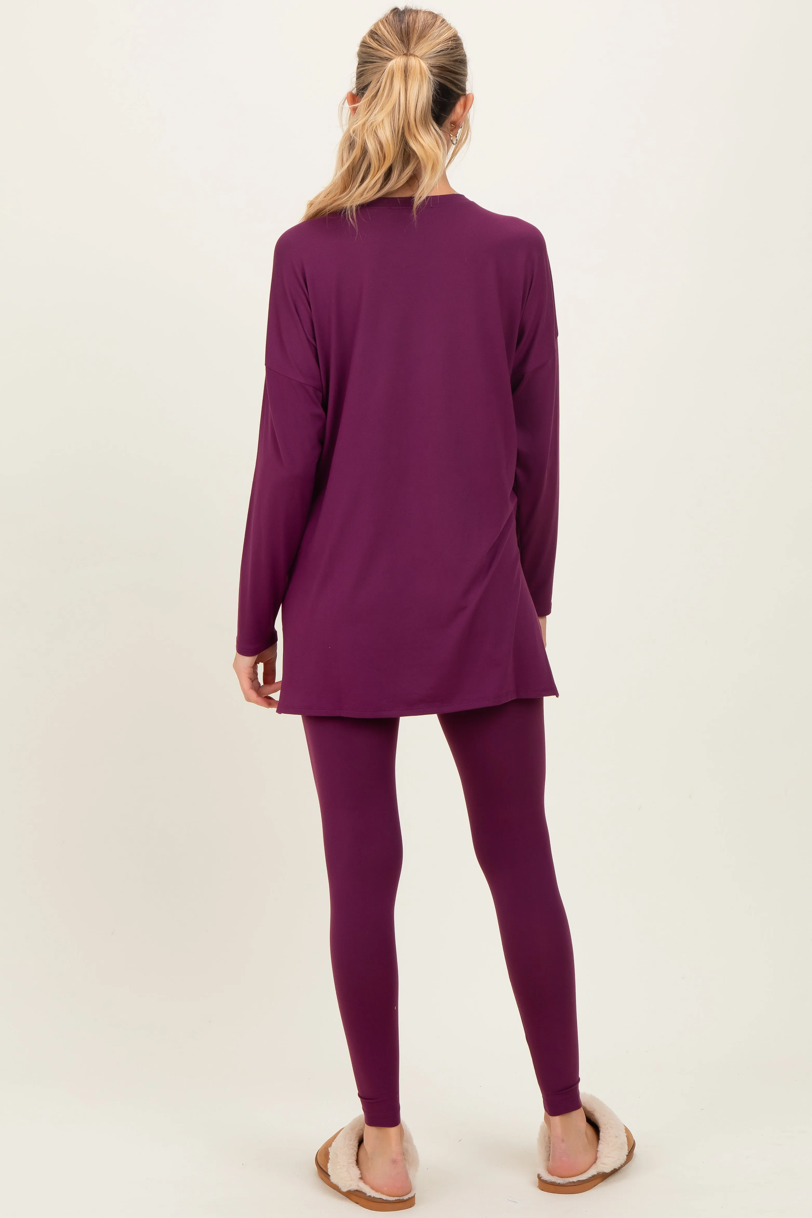Plum Brushed Knit Maternity Oversized Top and Legging Set sold by Pinkblush product image thumbnail 4