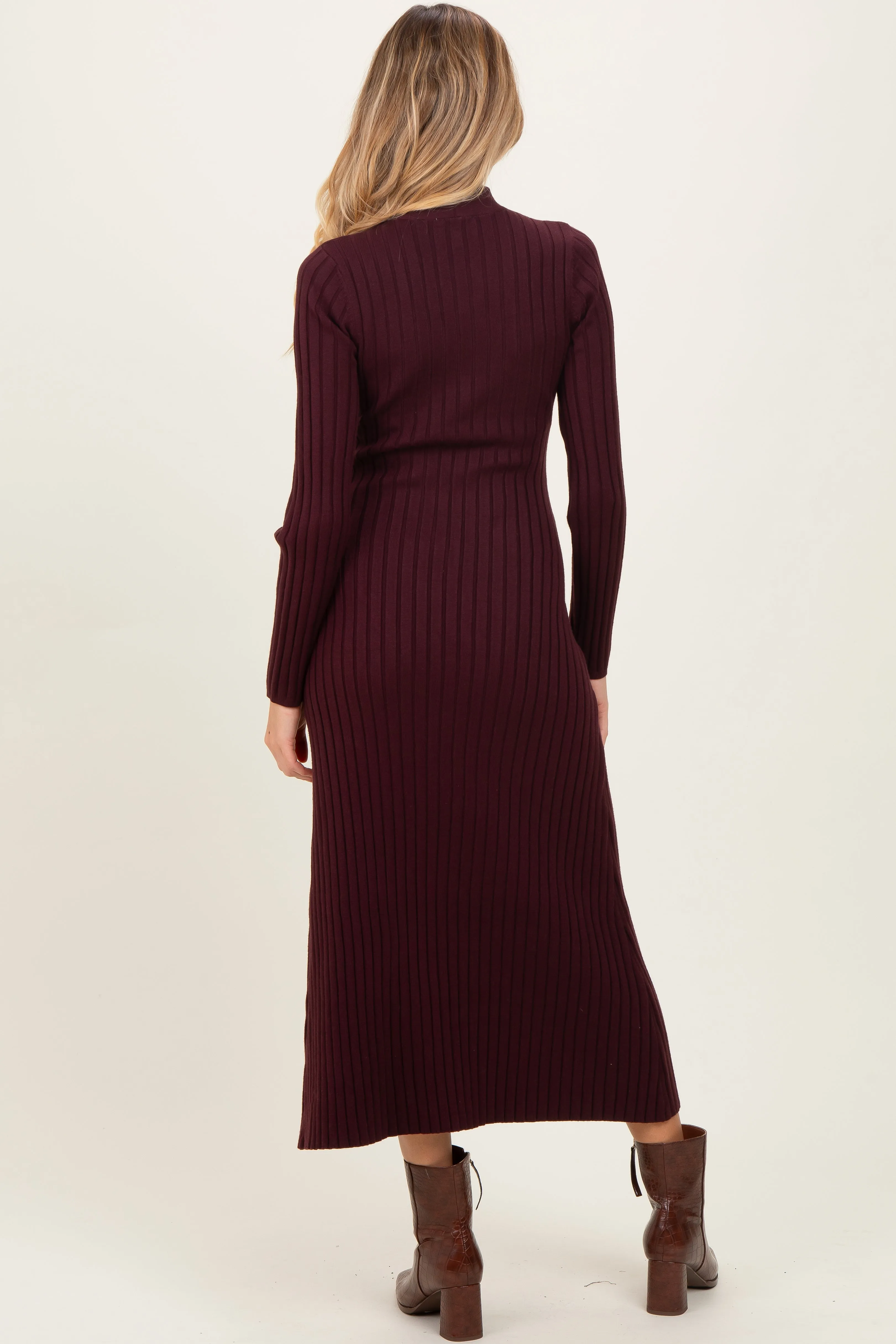 Burgundy Neck Tie Sweater Maternity Dress sold by Pinkblush product image thumbnail 3
