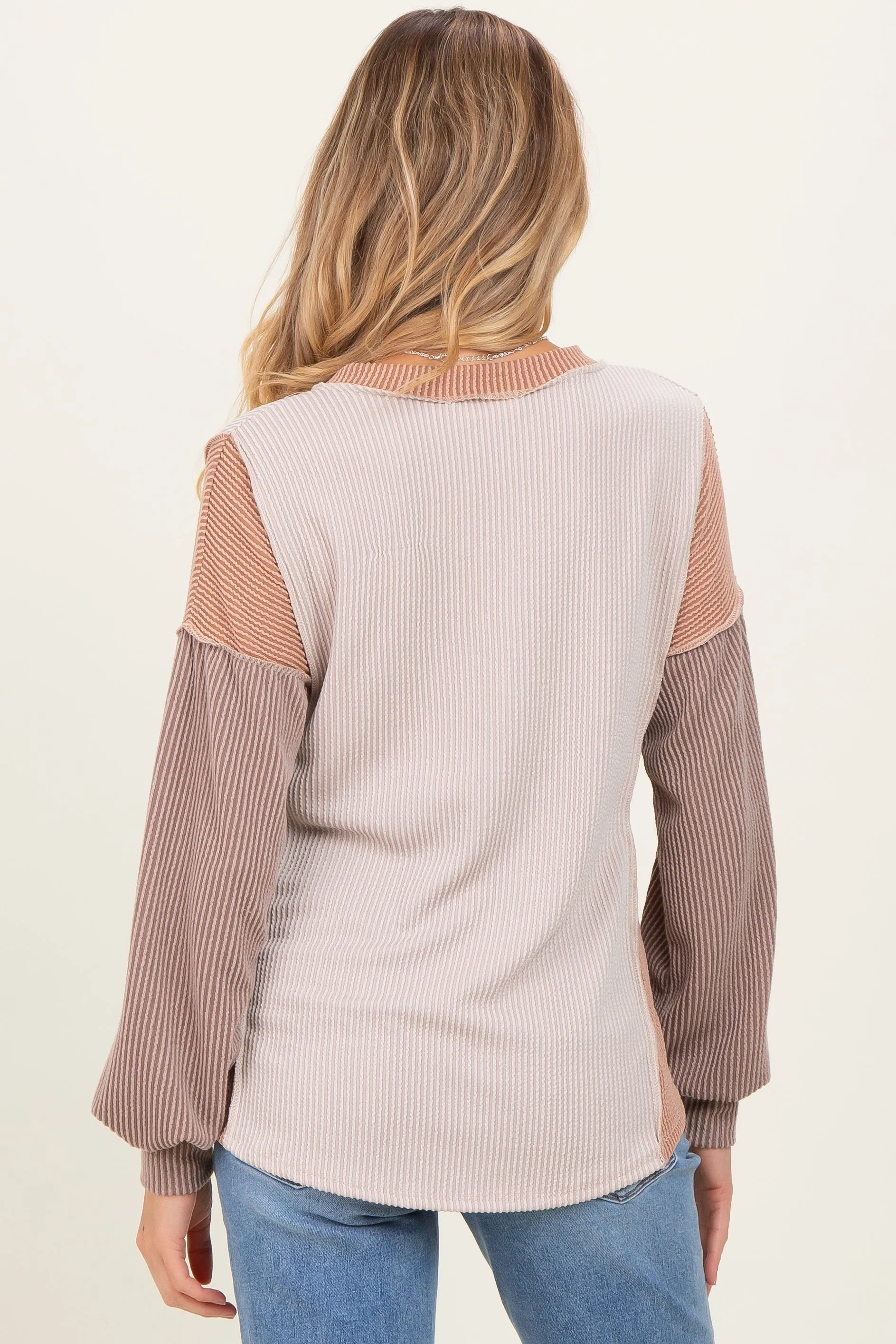 Taupe Colorblock Maternity Top sold by Pinkblush product image thumbnail 2