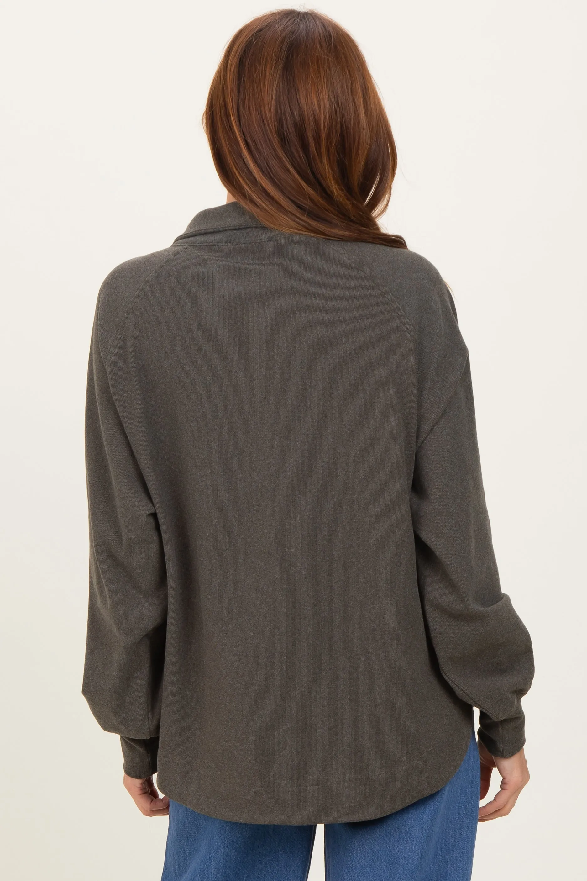 Forest Green Brushed Knit Button Collar Pullover sold by Pinkblush product image thumbnail 4