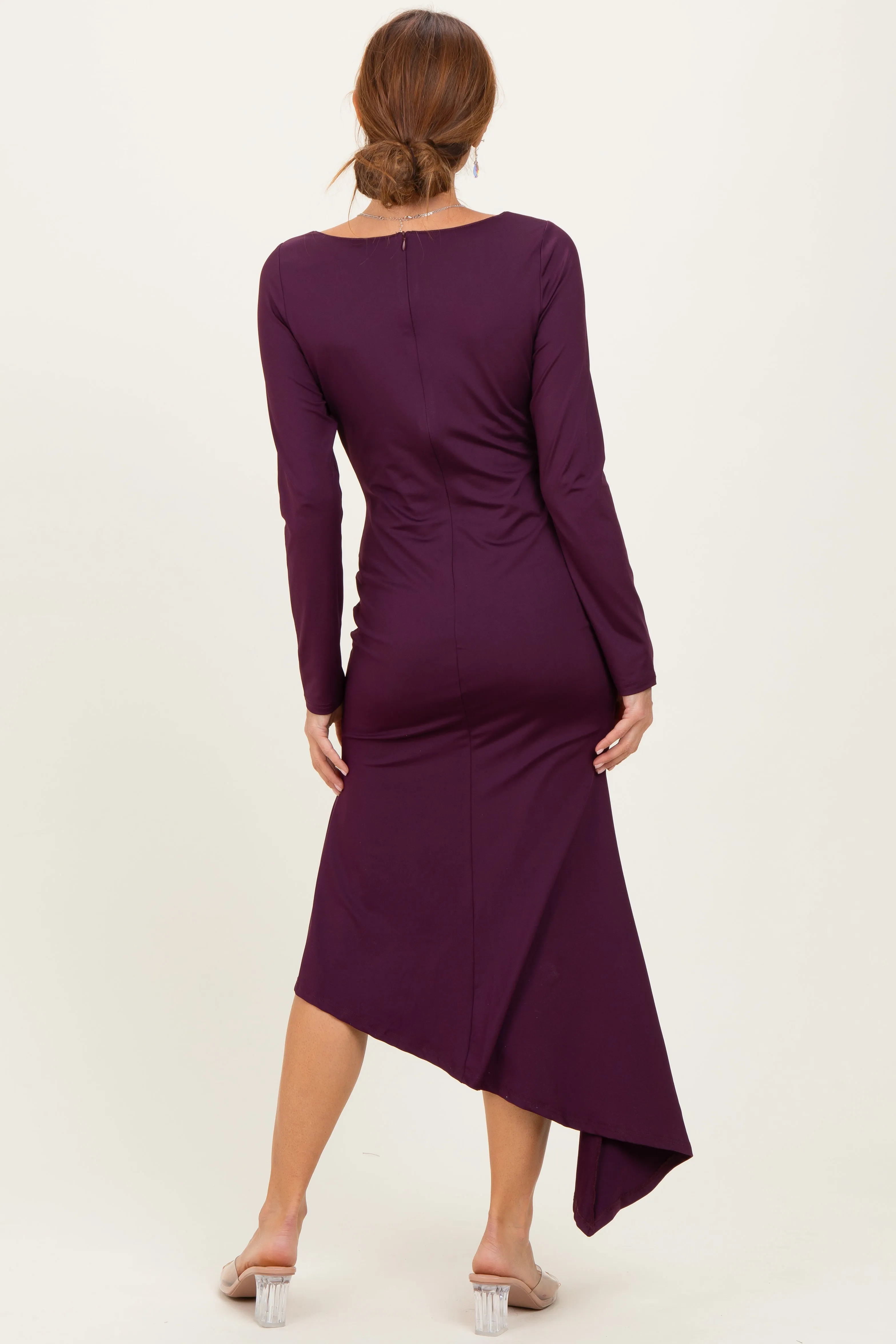 Plum Asymmetric Hem Midi Dress sold by Pinkblush product image thumbnail 4