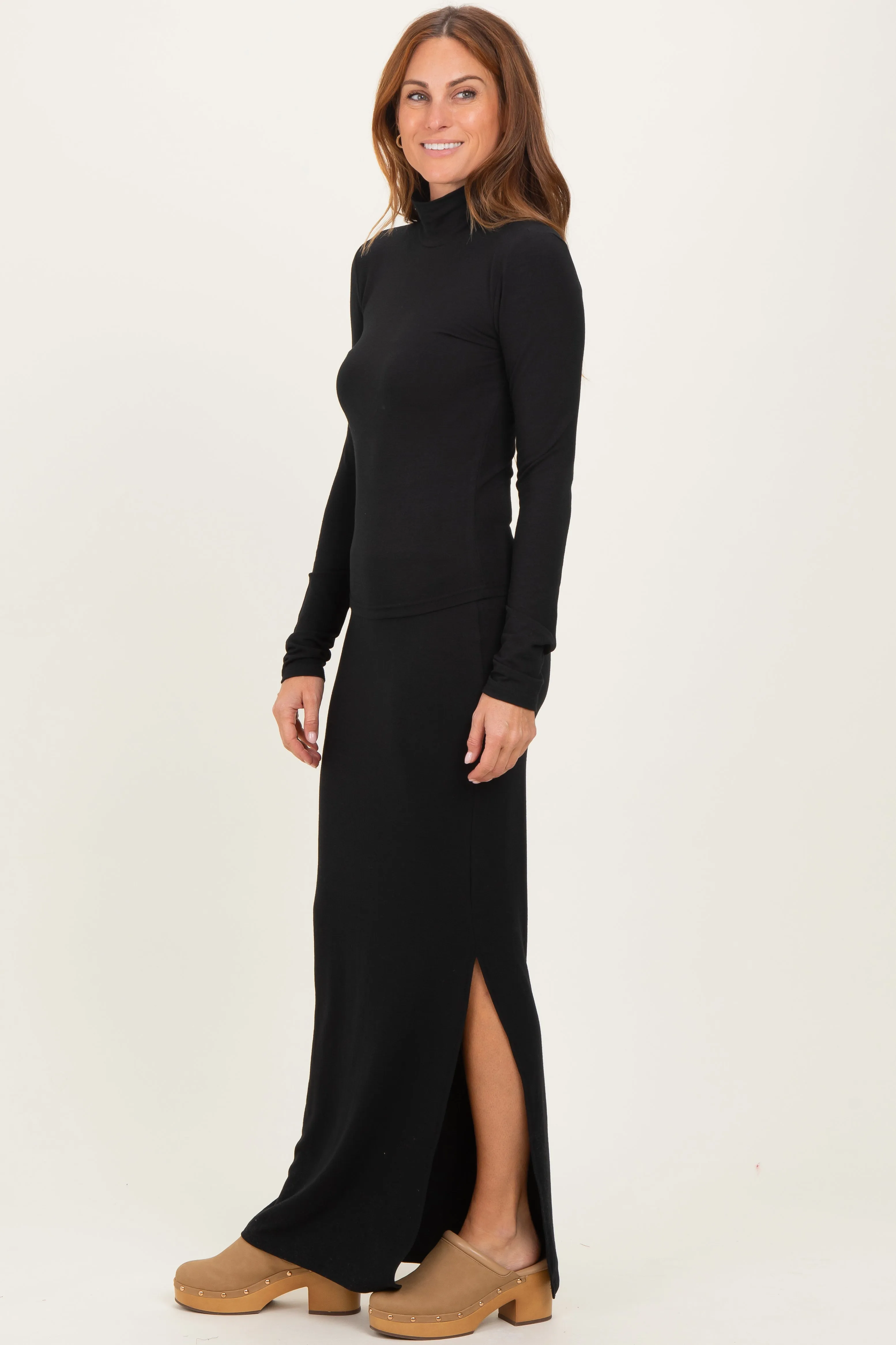 Black Turtleneck Top Maxi Skirt Set sold by Pinkblush product image thumbnail 3