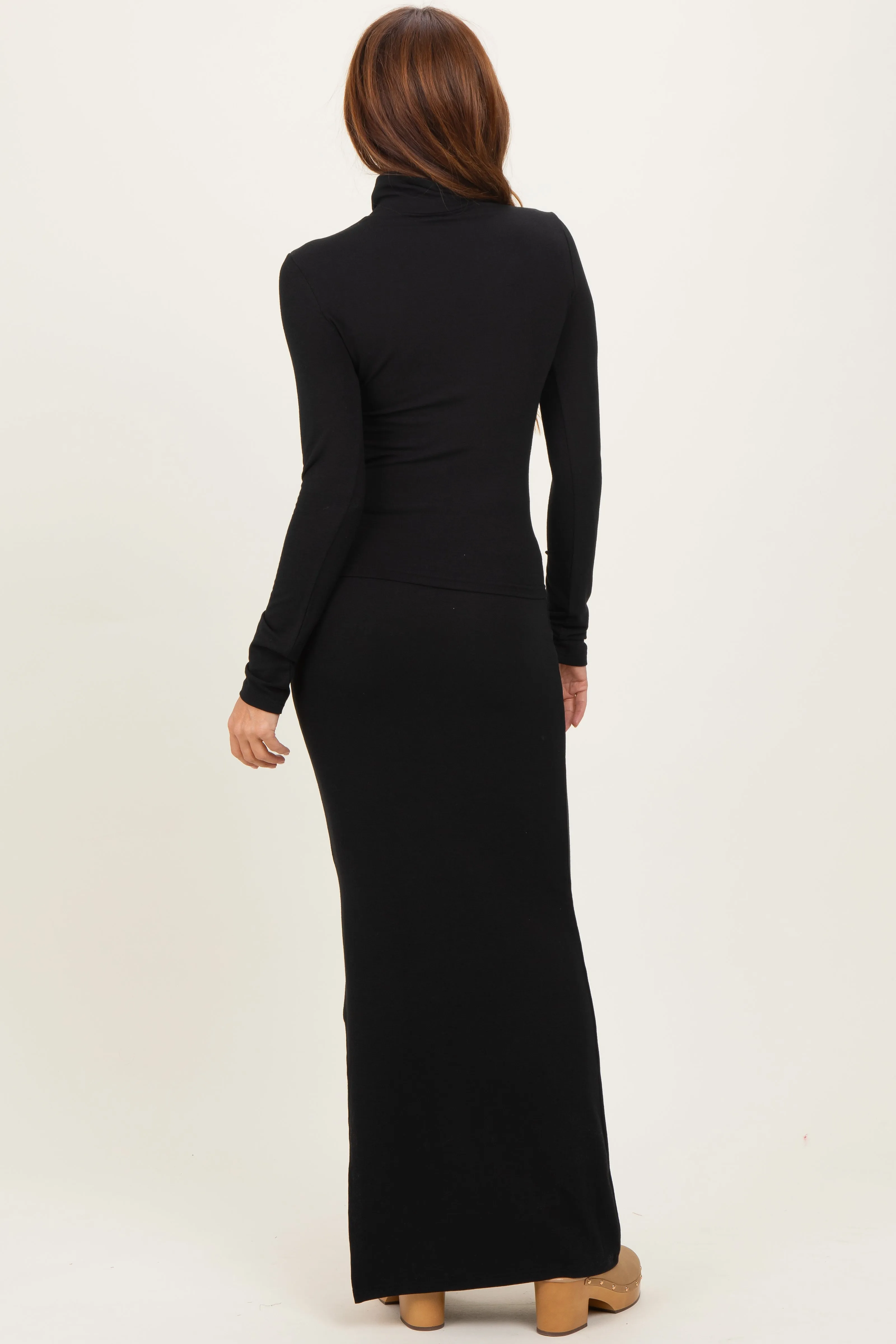 Black Turtleneck Top Maxi Skirt Set sold by Pinkblush product image thumbnail 4