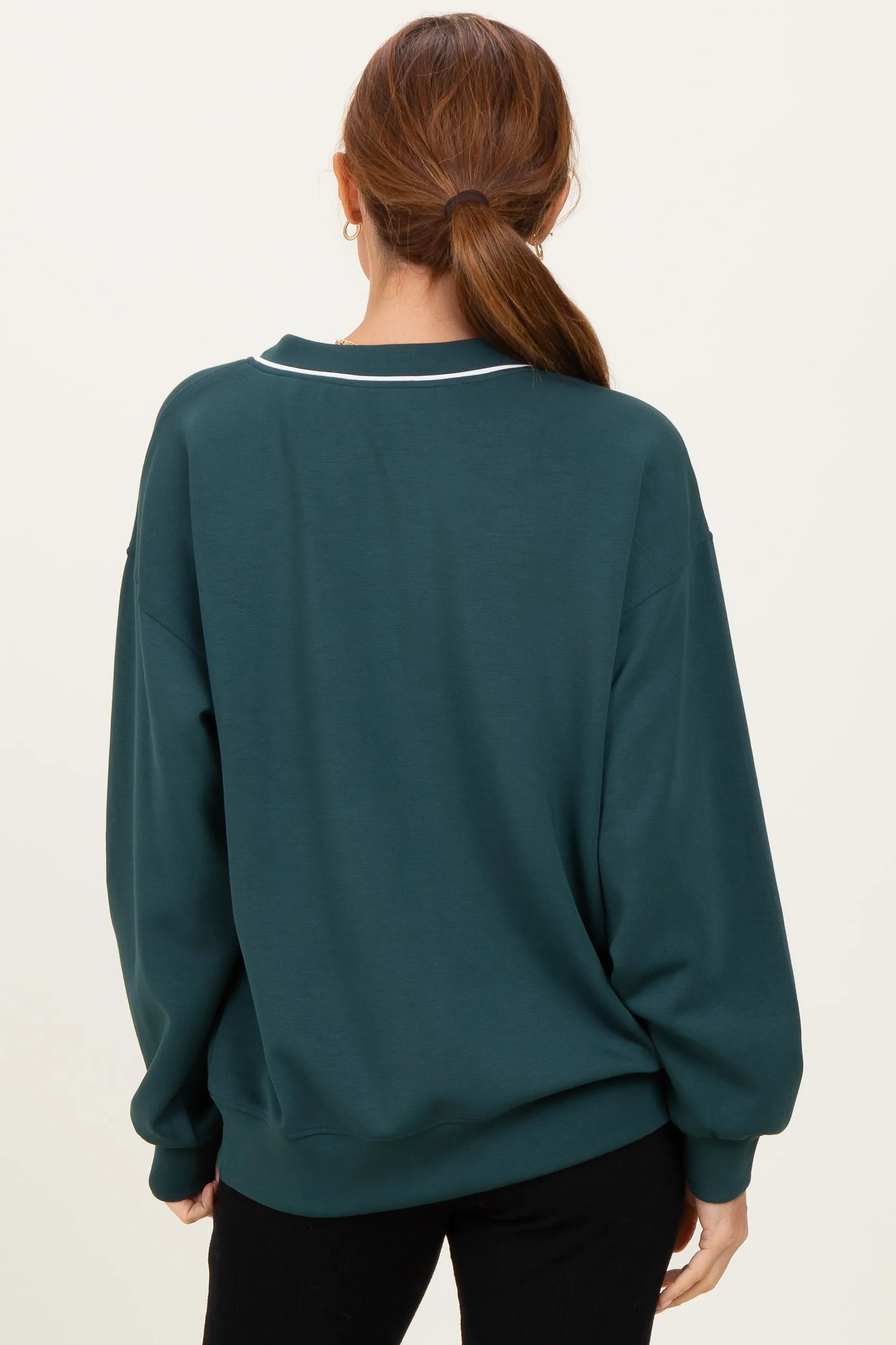 Forest Green V-Neck Sweatshirt sold by Pinkblush product image thumbnail 4