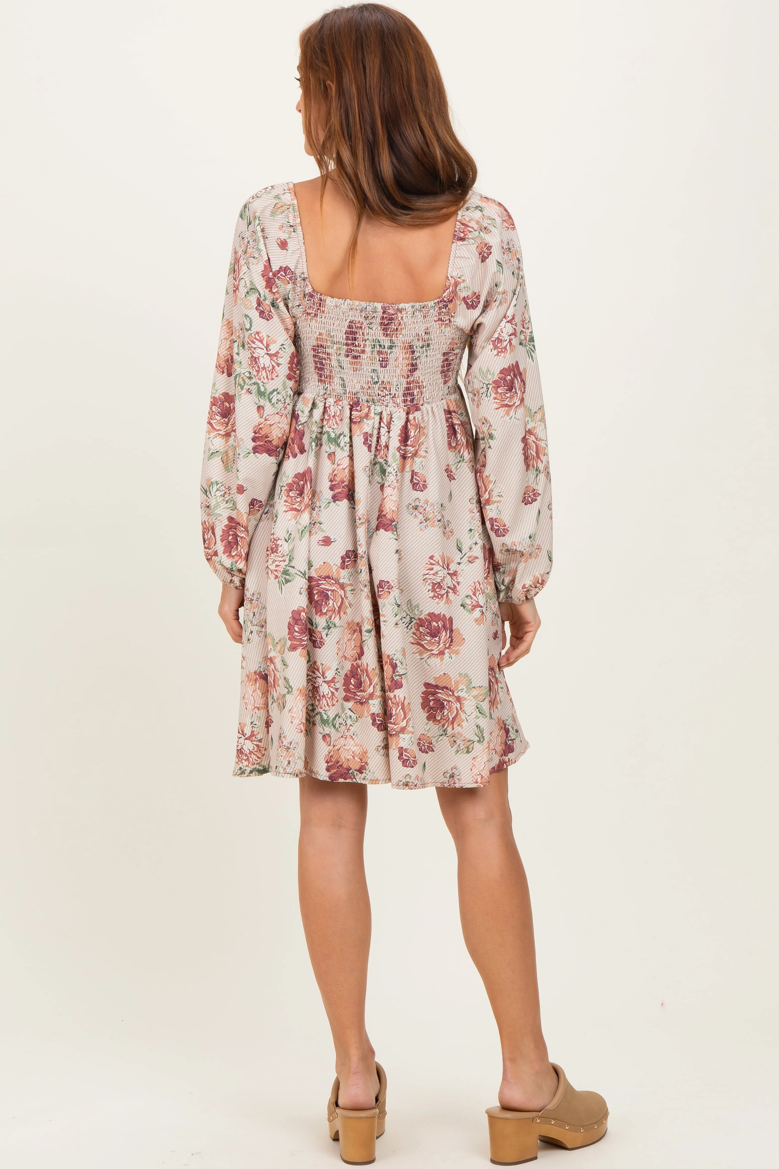 Cream Rose Floral Long Sleeve Dress sold by Pinkblush product image thumbnail 4