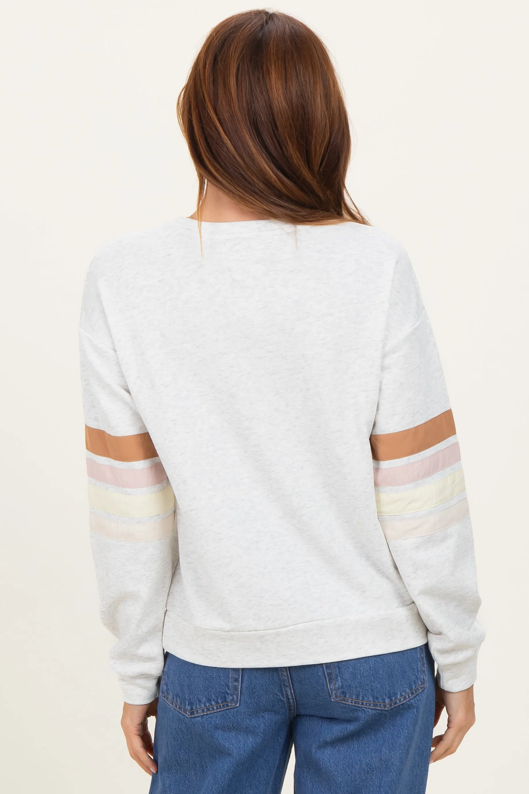 Heather Grey Colorblock Stripe Detail Sweatshirt sold by Pinkblush product image thumbnail 3