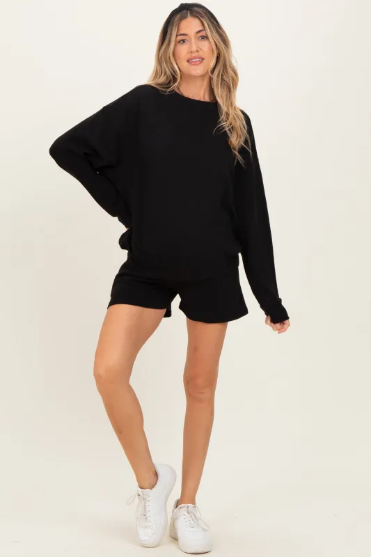 Black Maternity Pullover & Shorts Set sold by Pinkblush