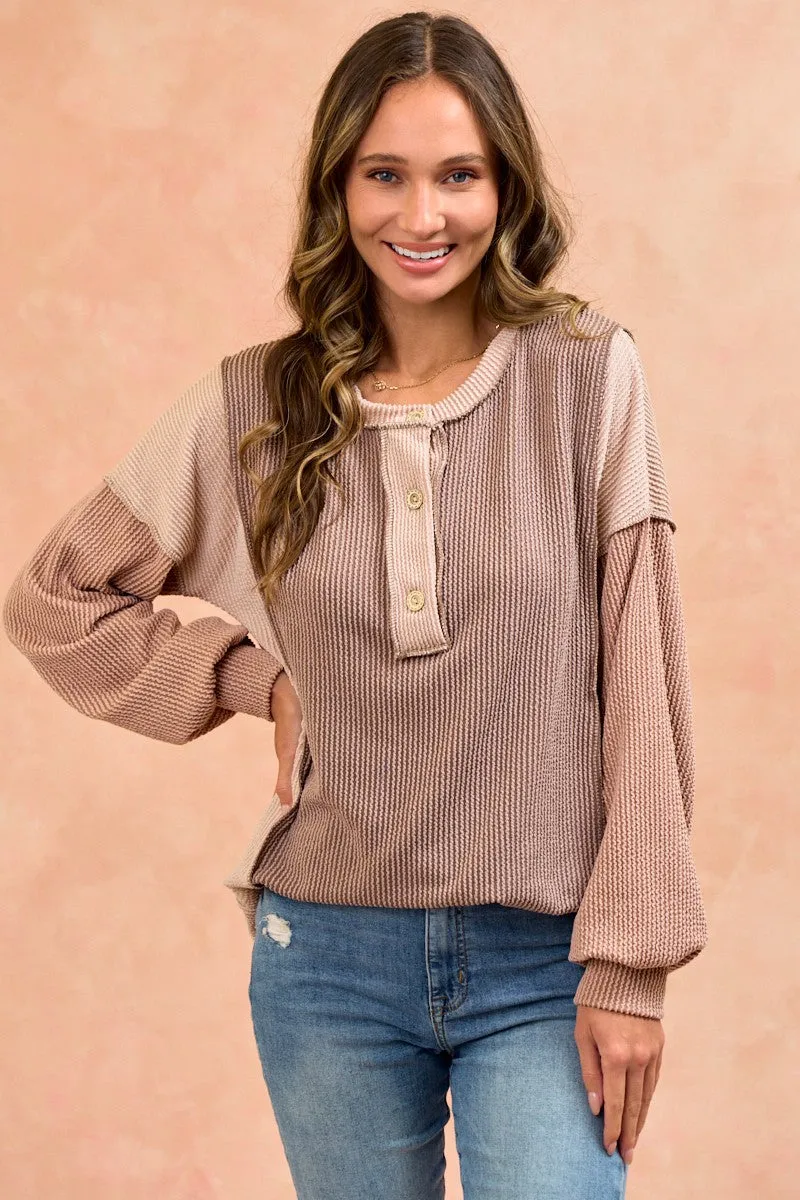 Mocha Colorblock Maternity Top sold by Pinkblush product image thumbnail 3