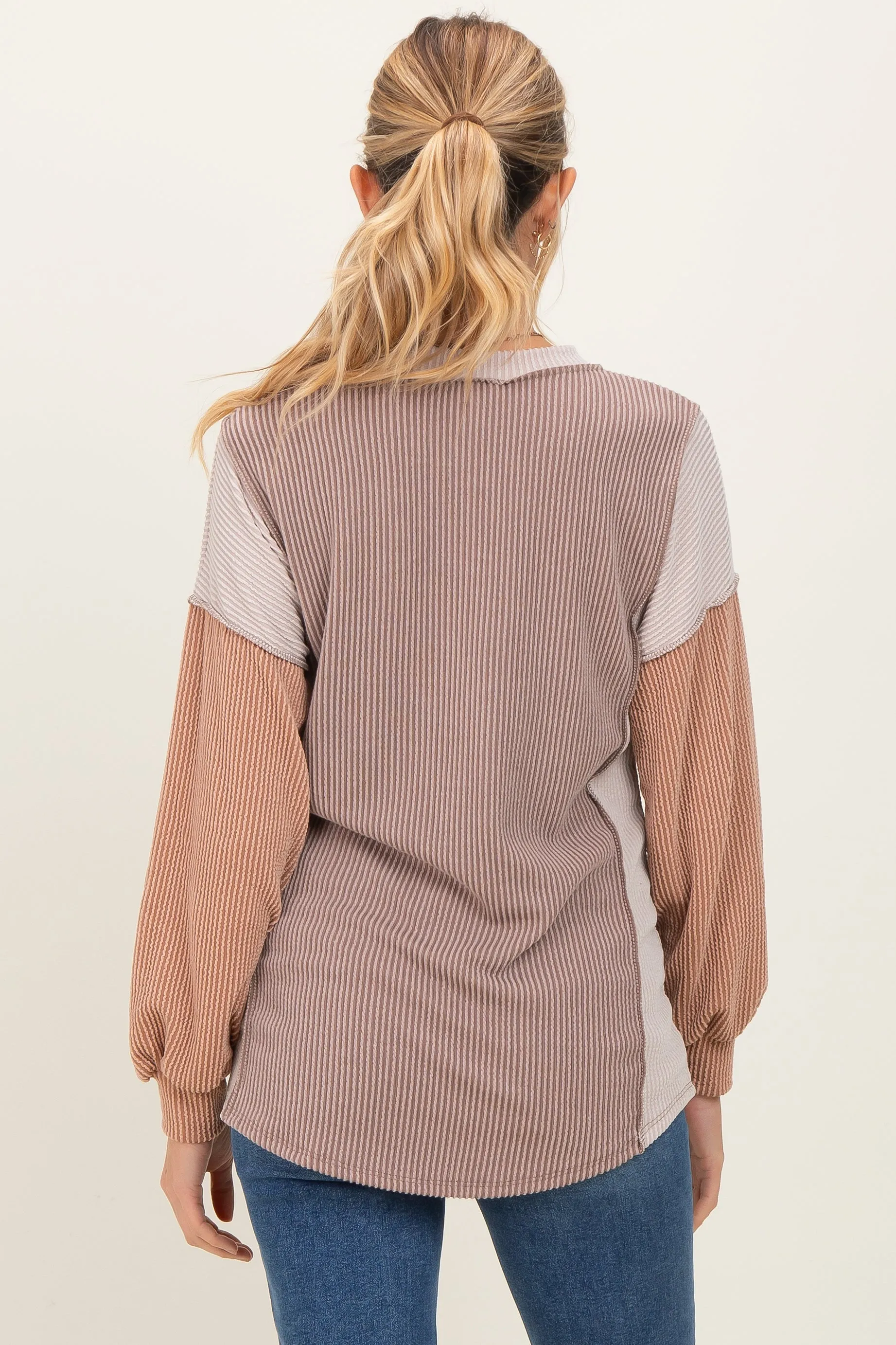 Mocha Colorblock Maternity Top sold by Pinkblush product image thumbnail 2