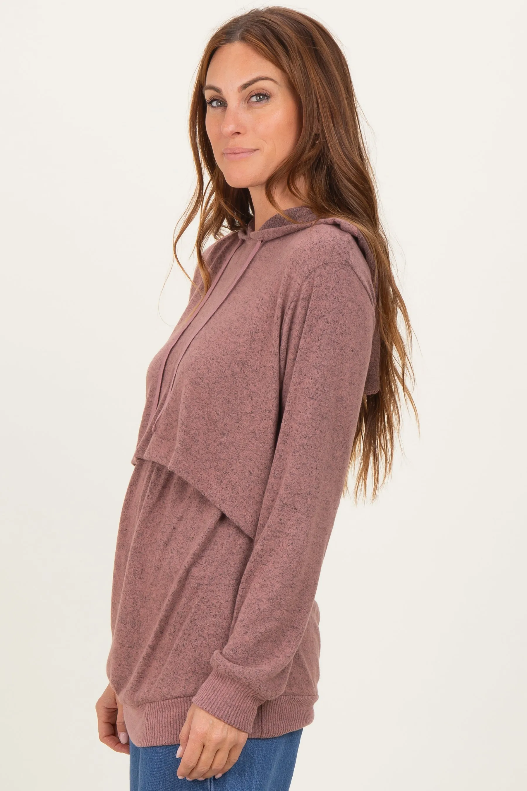 Mauve Double Layer Long Sleeve Nursing Hoodie sold by Pinkblush product image thumbnail 3