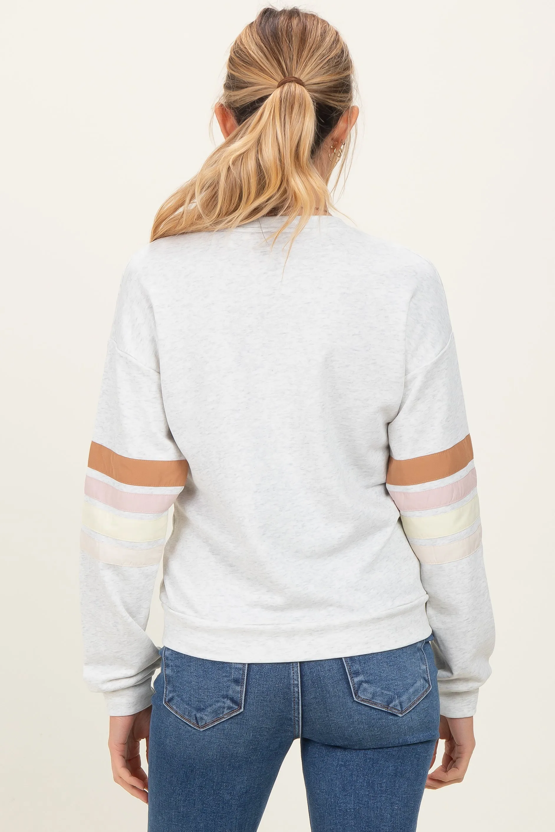 Heather Grey Colorblock Stripe Detail Maternity Sweatshirt sold by Pinkblush product image thumbnail 5
