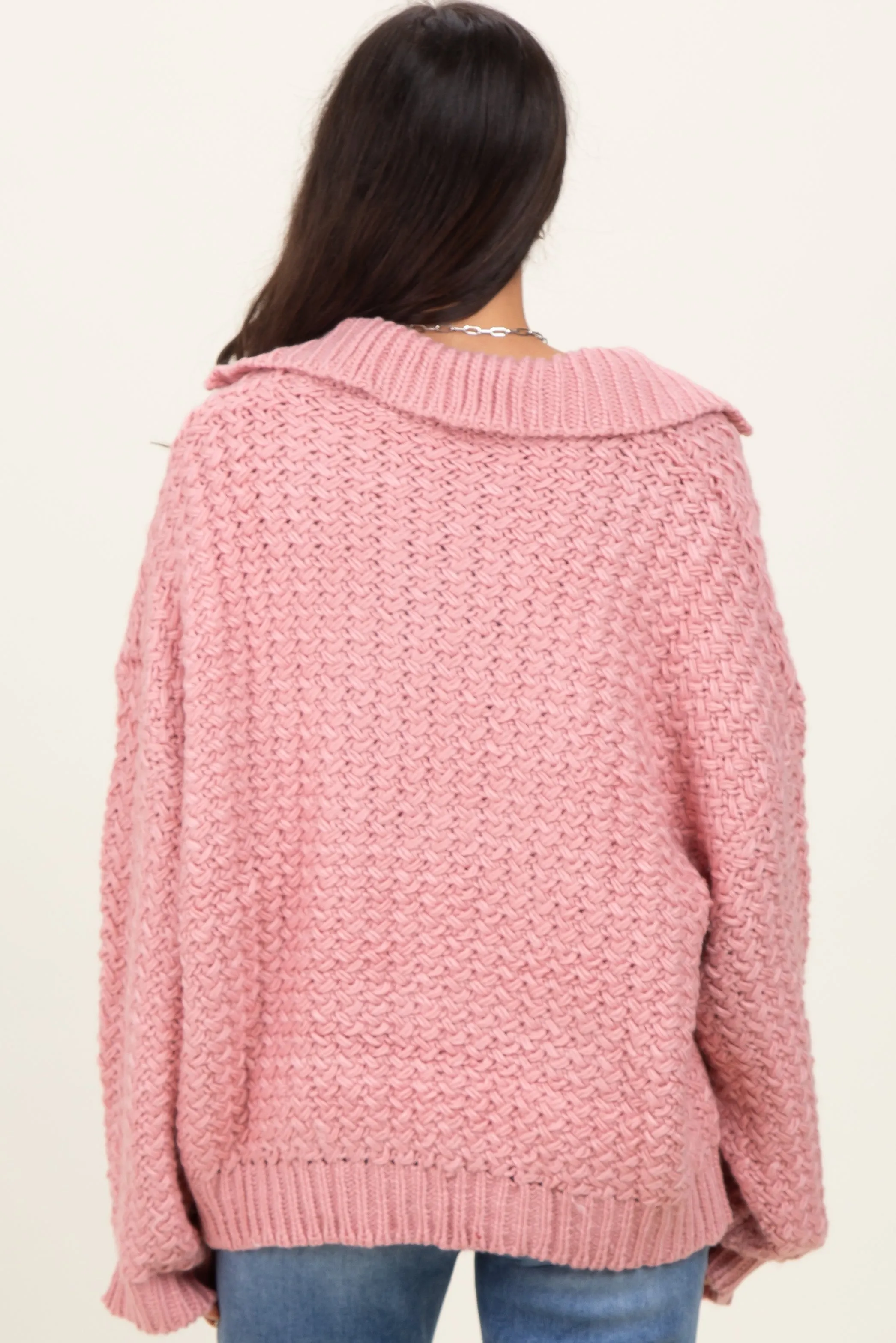 Mauve Collared Cable Knit Sweater sold by Pinkblush product image thumbnail 3