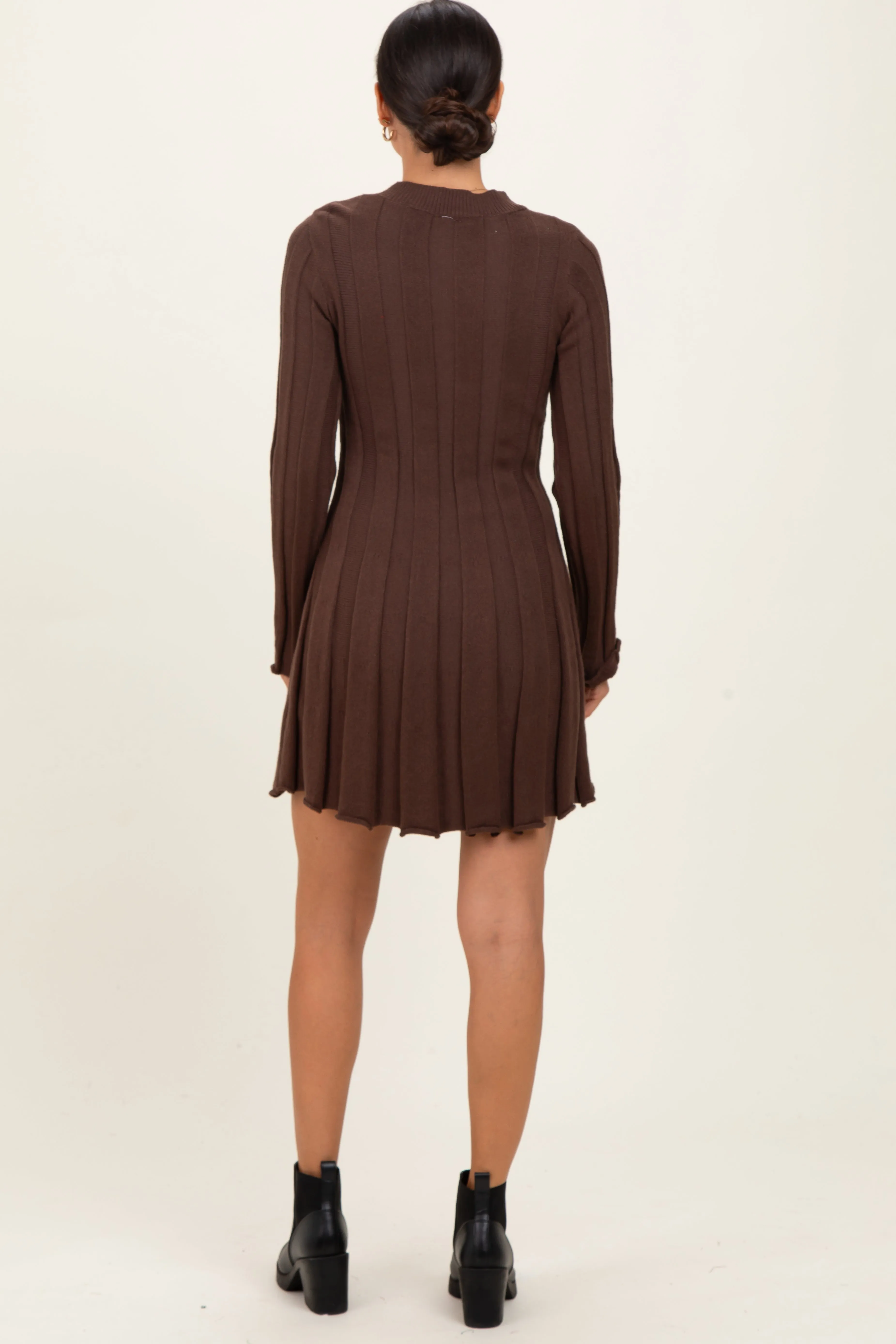 Brown Wide Rib Maternity Mini Dress sold by Pinkblush product image thumbnail 4