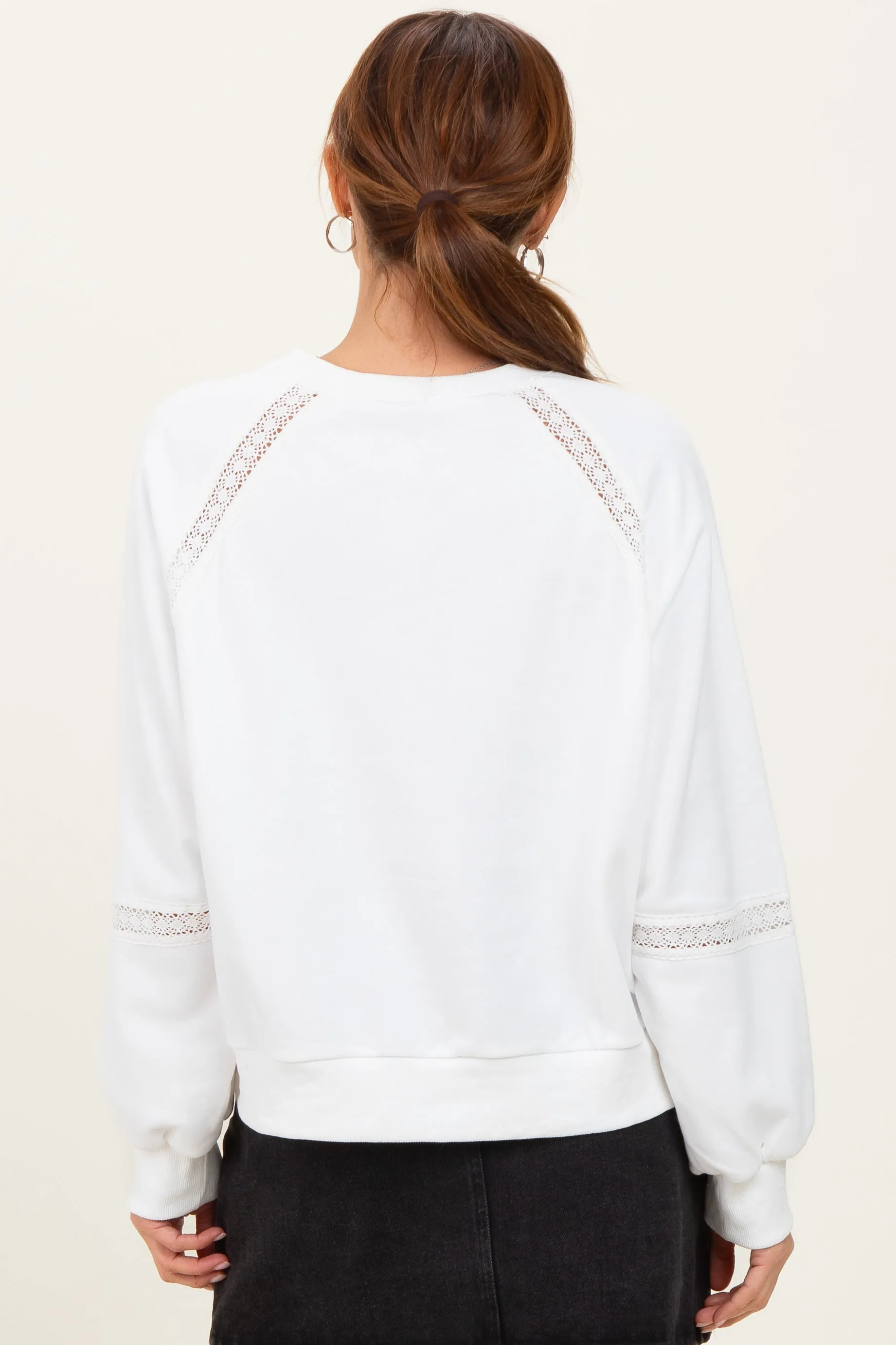 Ivory Crochet Lace Detail Oversized Sweatshirt sold by Pinkblush product image thumbnail 4
