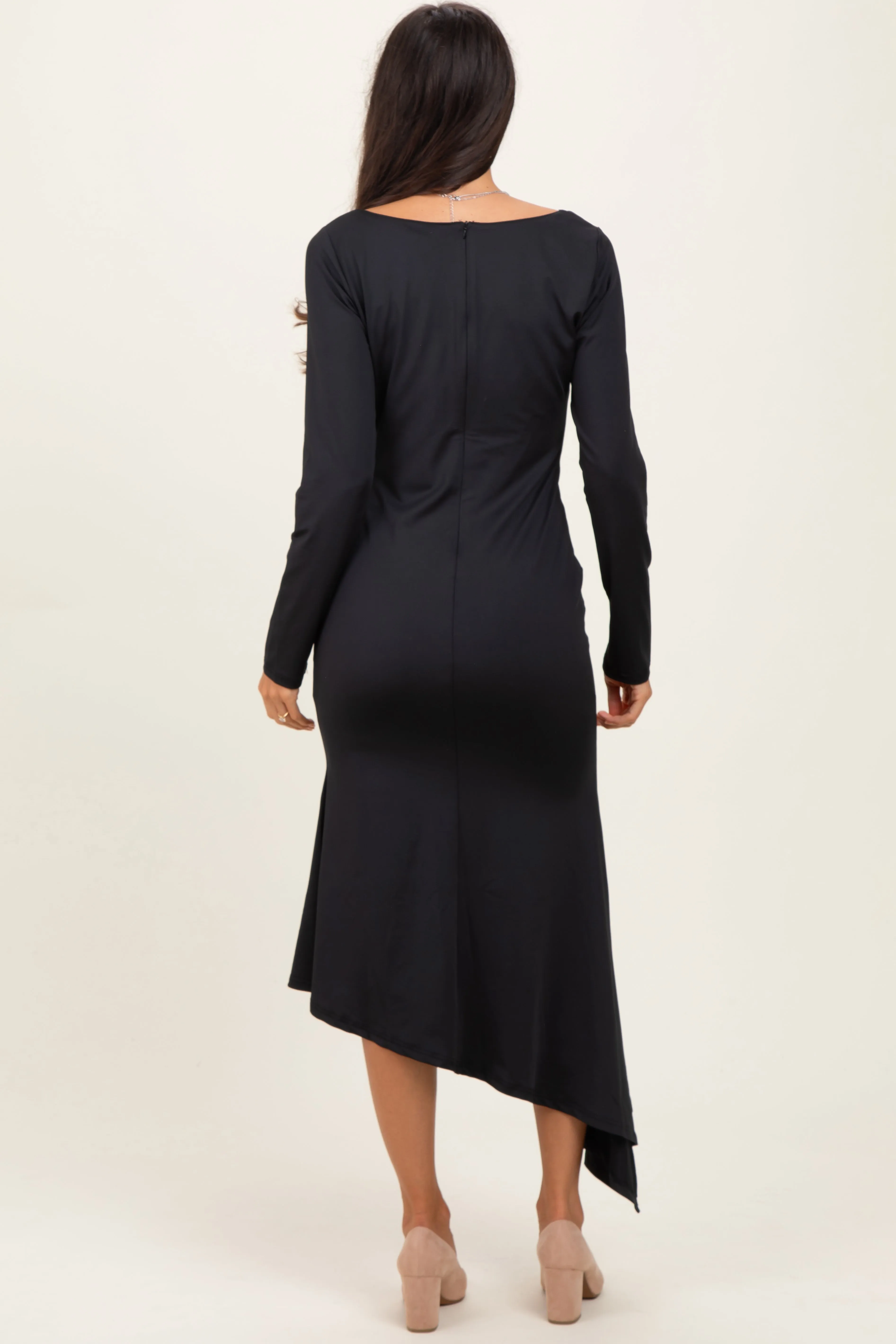 Black Asymmetric Hem Midi Dress sold by Pinkblush product image thumbnail 4