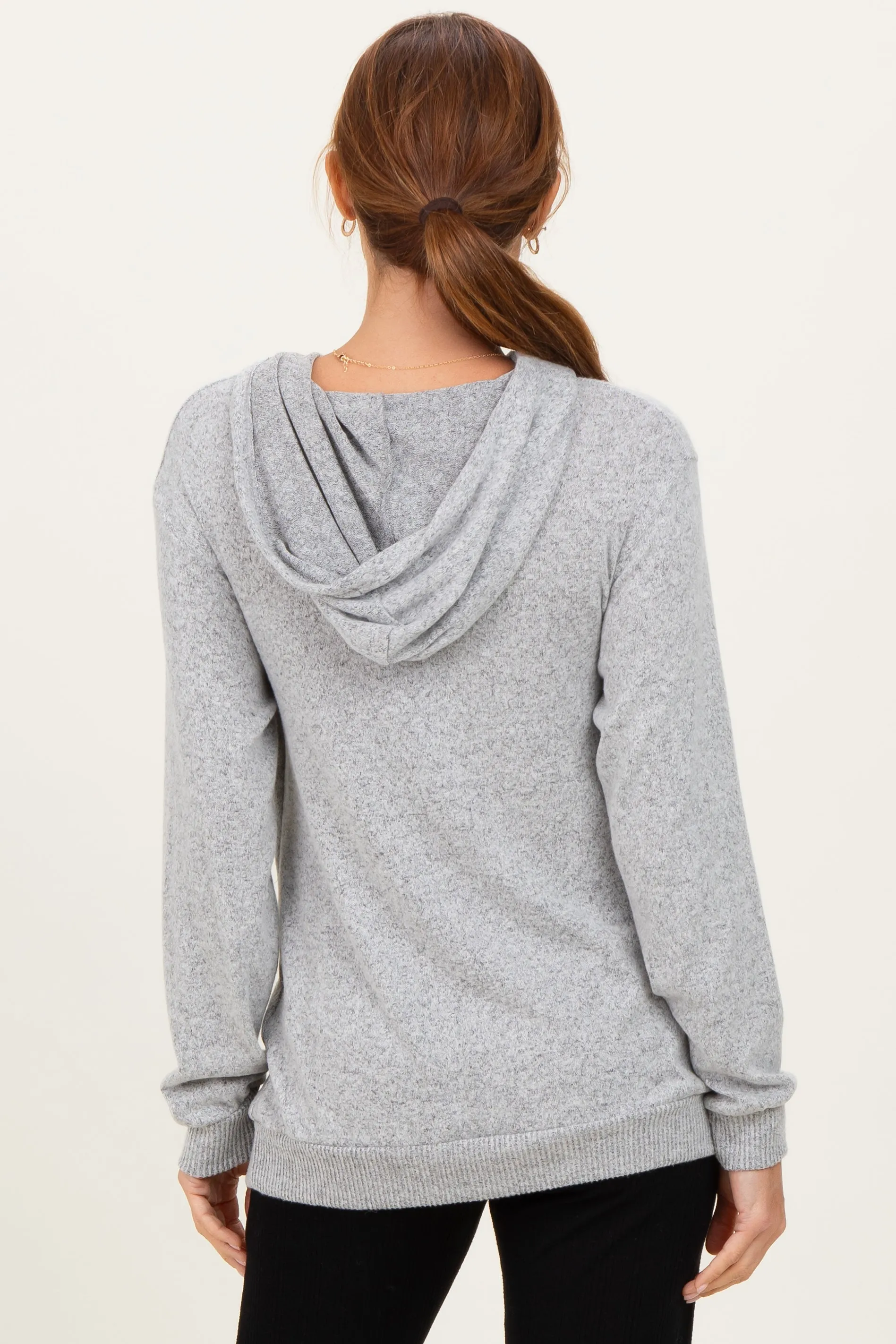 Heather Grey Double Layer Long Sleeve Nursing Hoodie sold by Pinkblush product image thumbnail 4