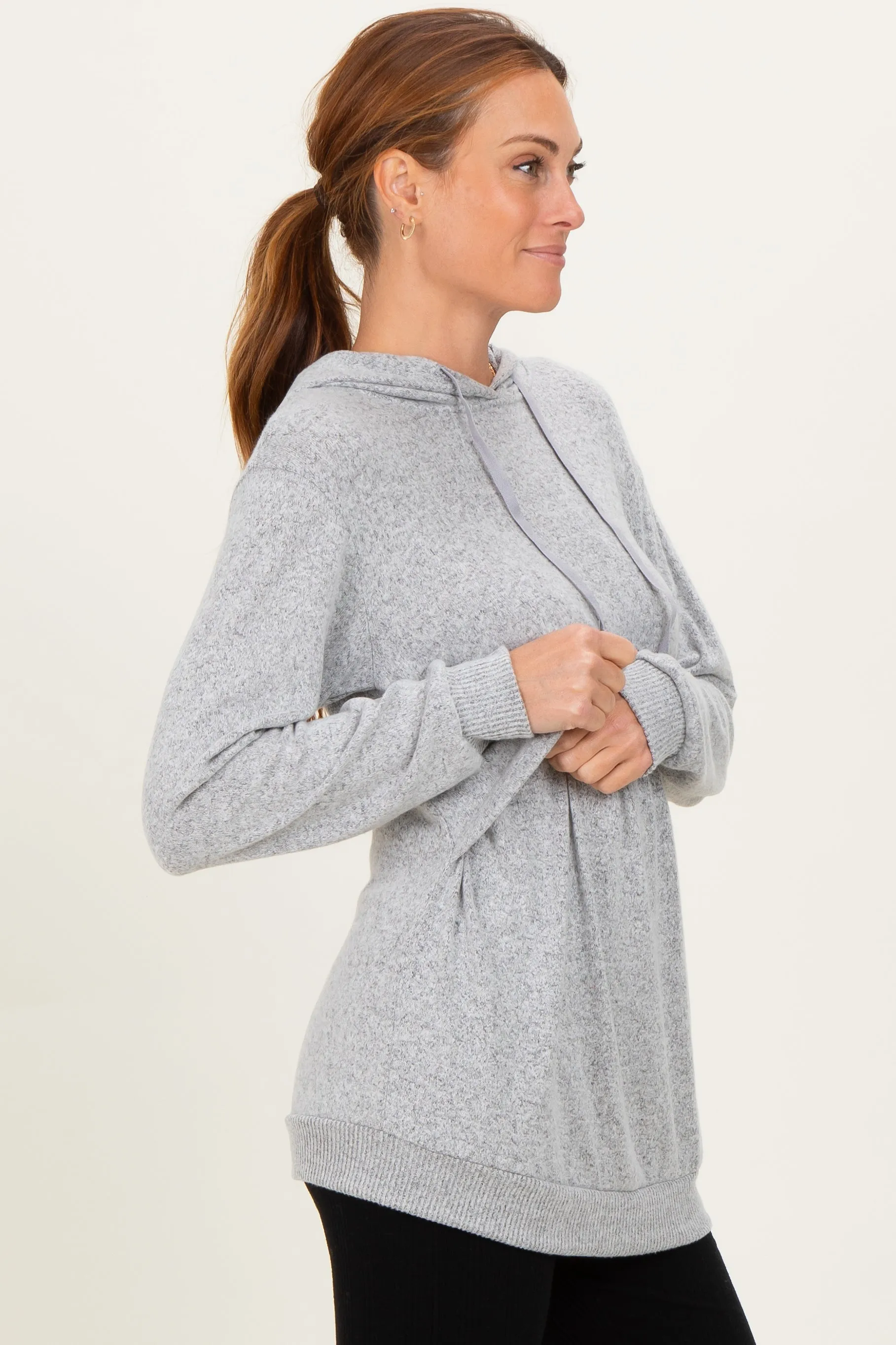 Heather Grey Double Layer Long Sleeve Nursing Hoodie sold by Pinkblush product image thumbnail 2