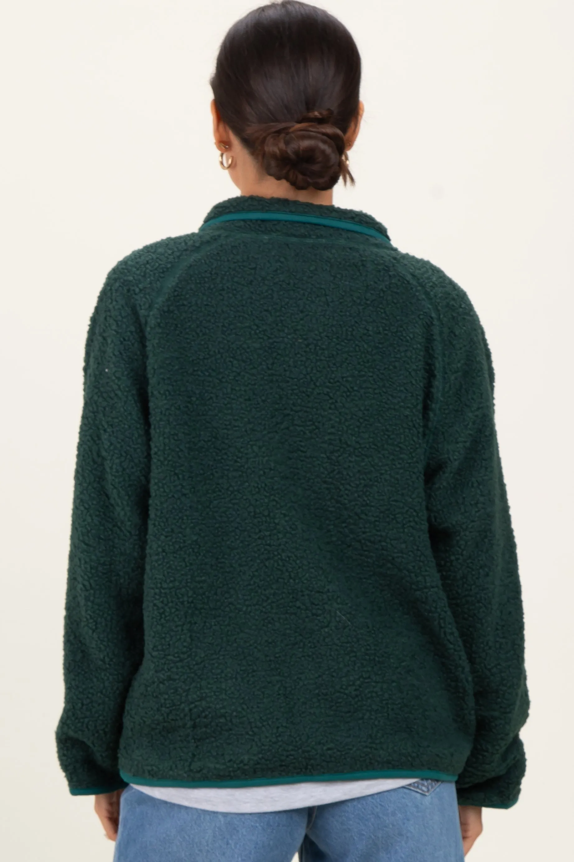 Forest Green Fleece Full Zip Jacket sold by Pinkblush product image thumbnail 4