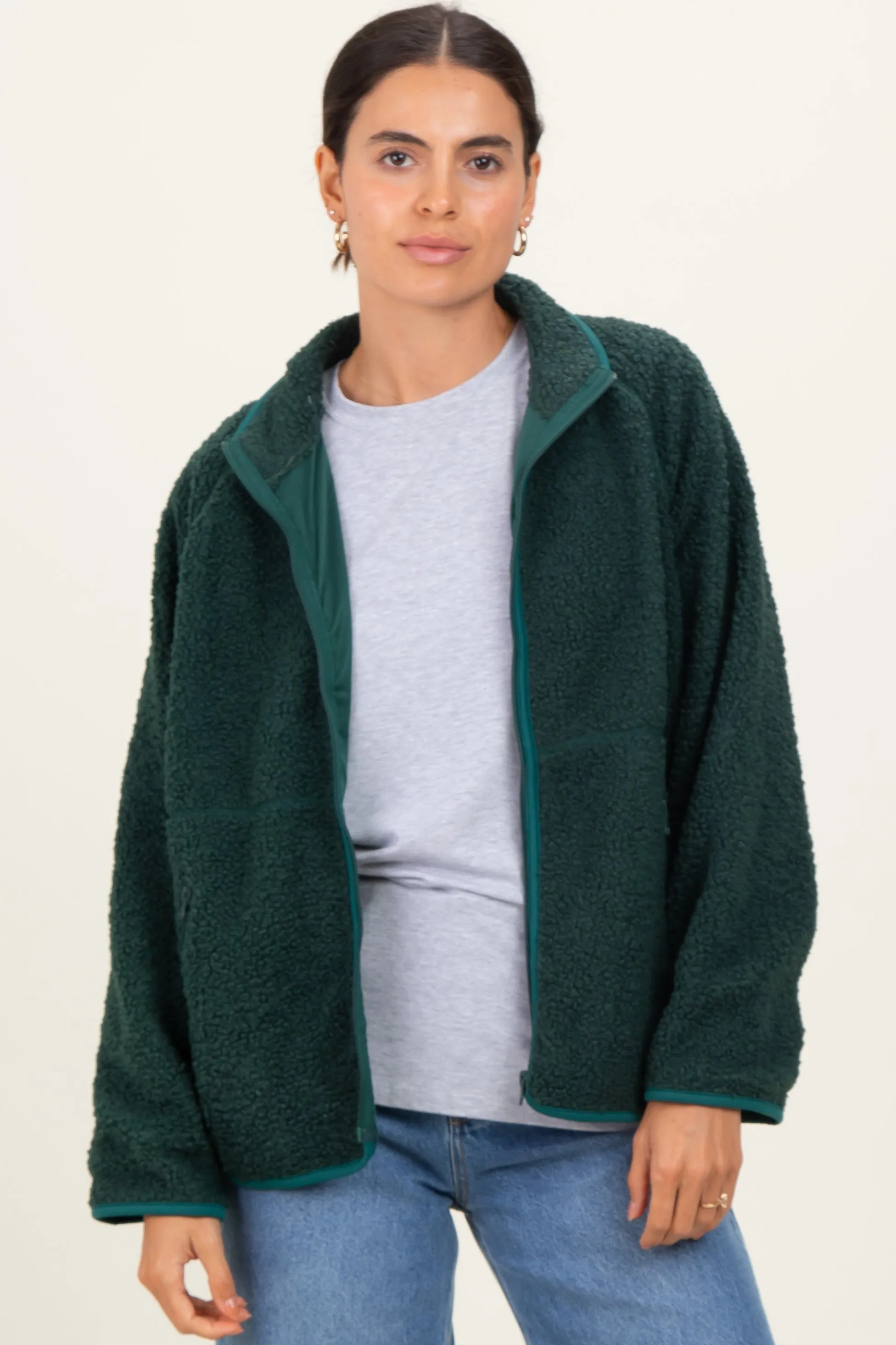 Forest Green Fleece Full Zip Jacket sold by Pinkblush product image thumbnail 2