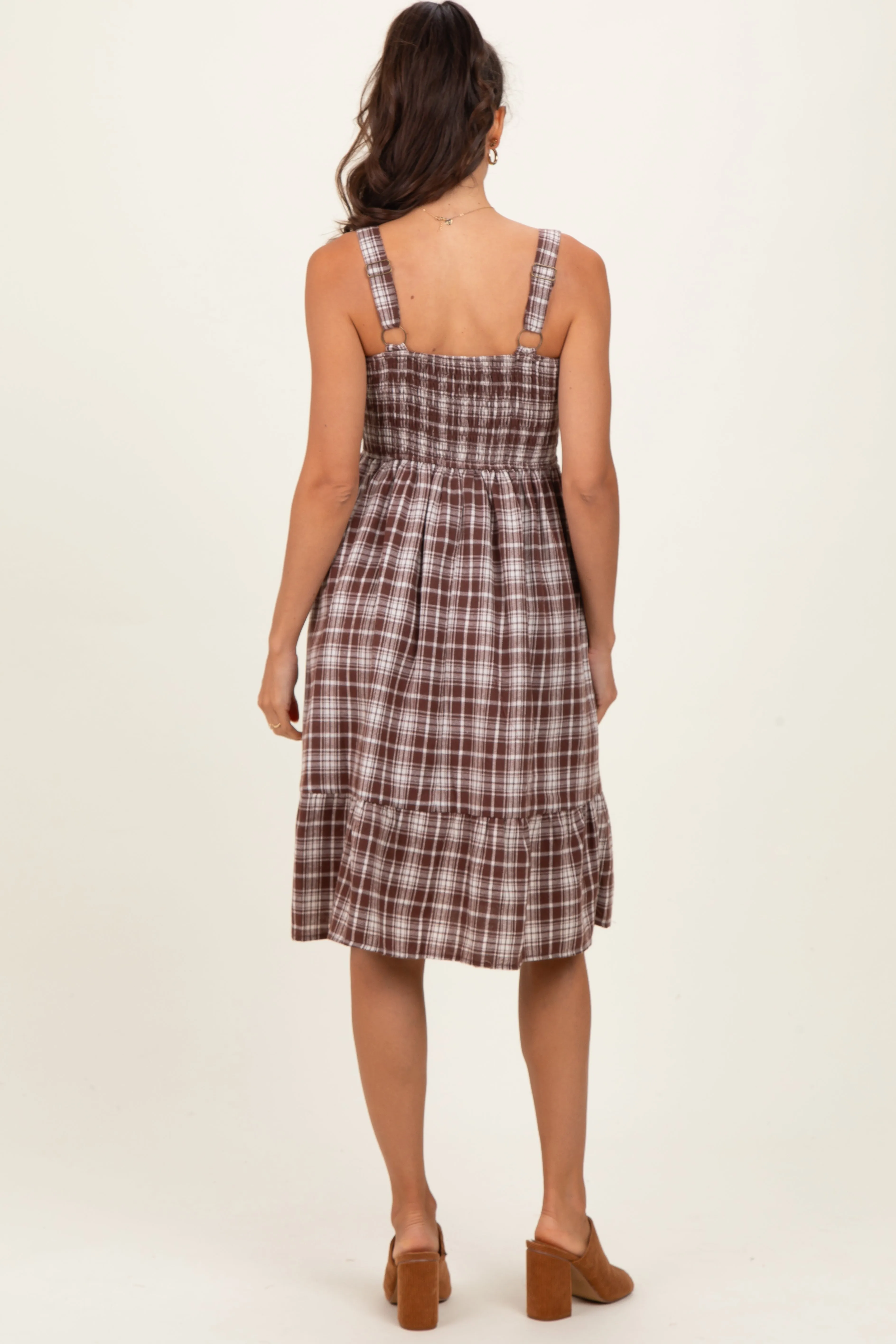 Brown Plaid Square Neck Dress sold by Pinkblush product image thumbnail 4