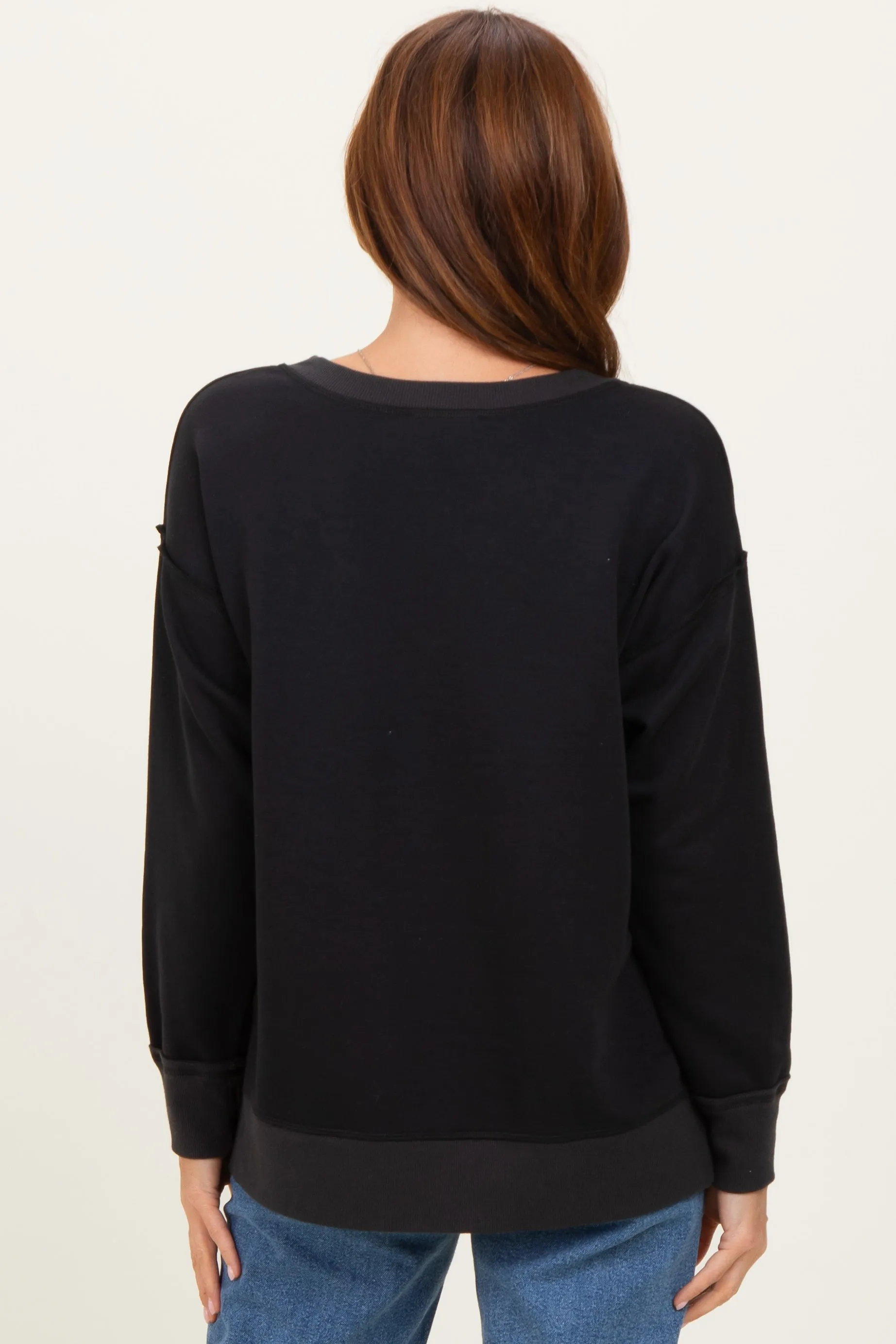Black V-Neck Long Sleeve Pullover Top sold by Pinkblush product image thumbnail 4