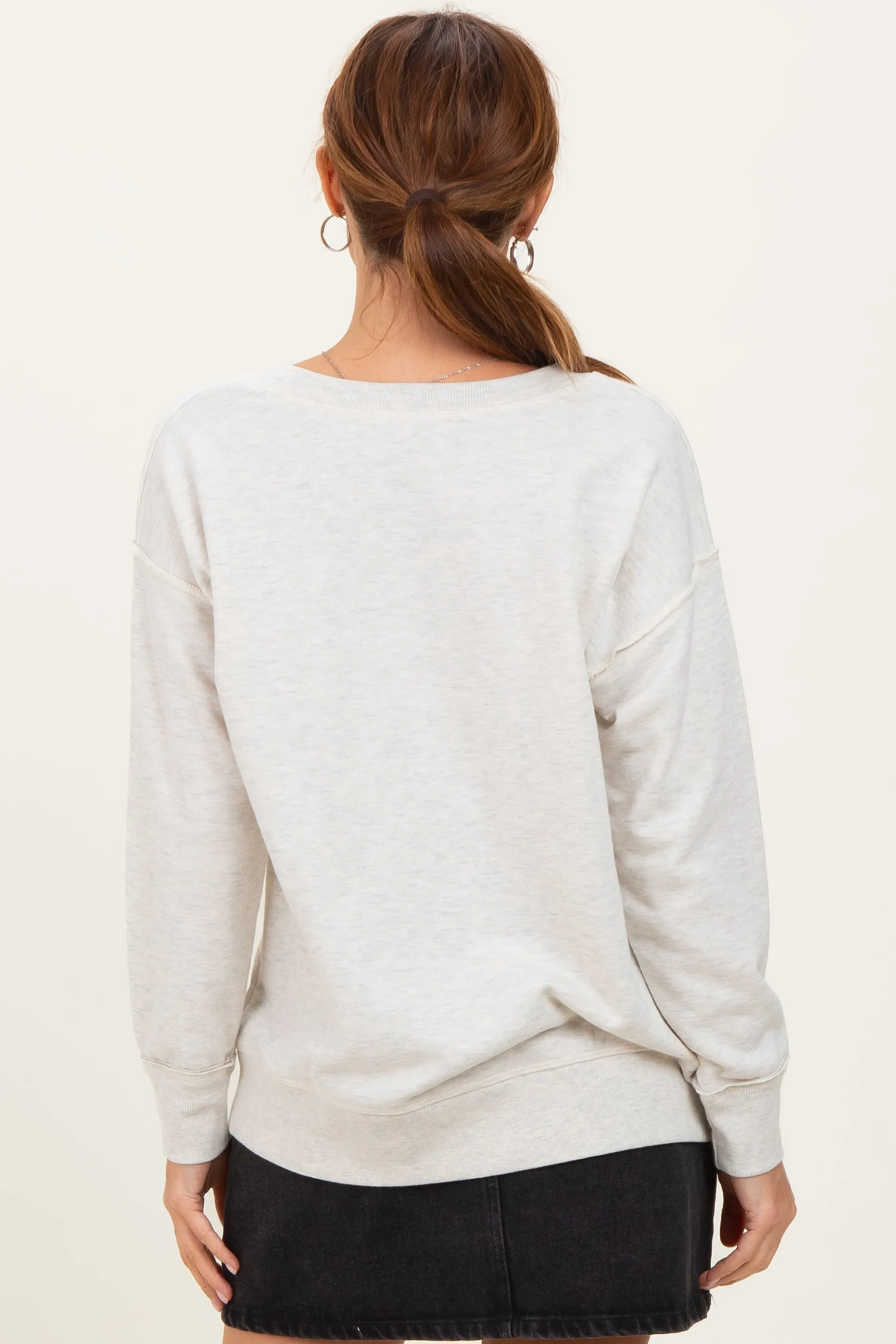 Heather Grey V-Neck Long Sleeve Pullover Top sold by Pinkblush product image thumbnail 4