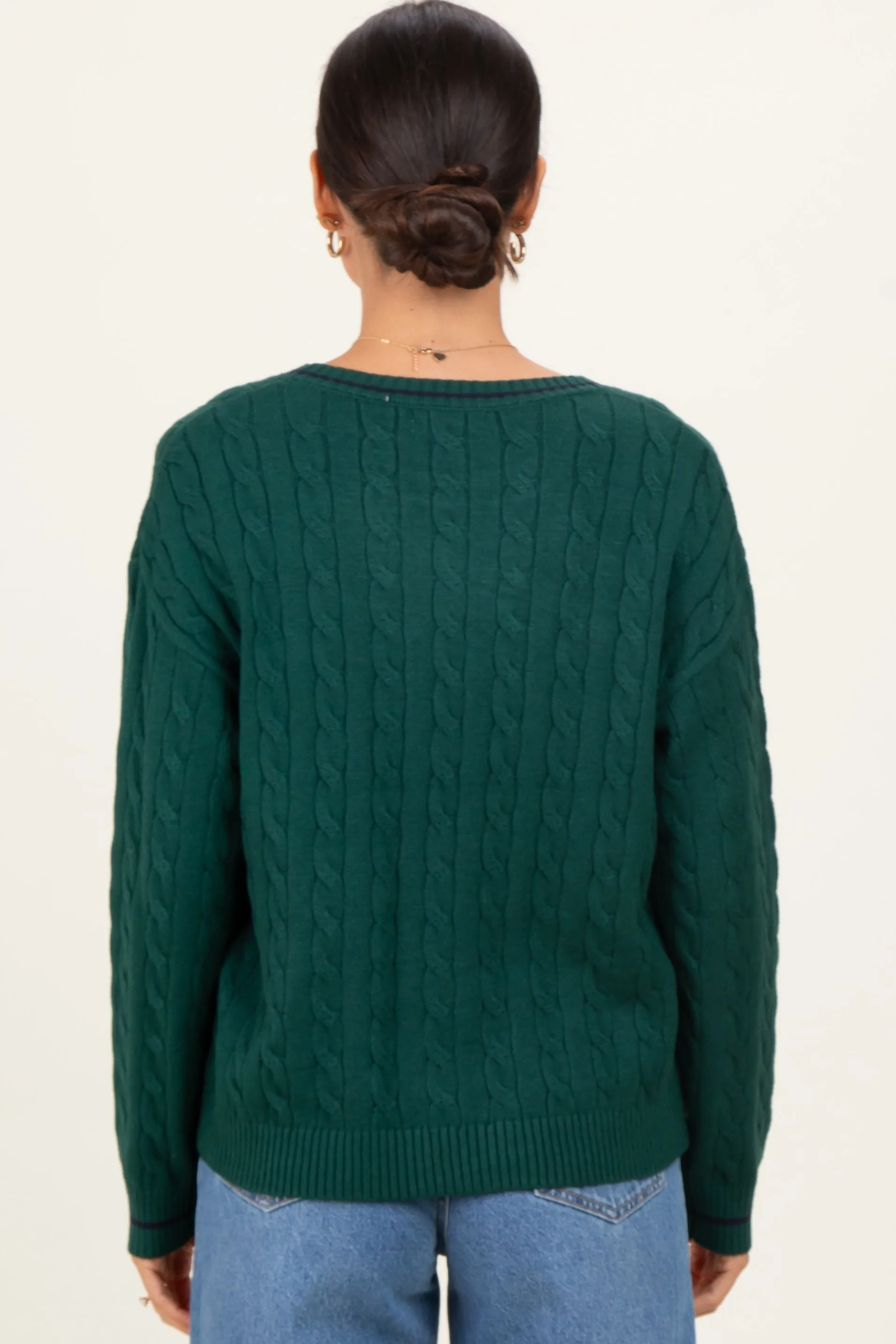 Green Chunky Cable Knit Sweater sold by Pinkblush product image thumbnail 3