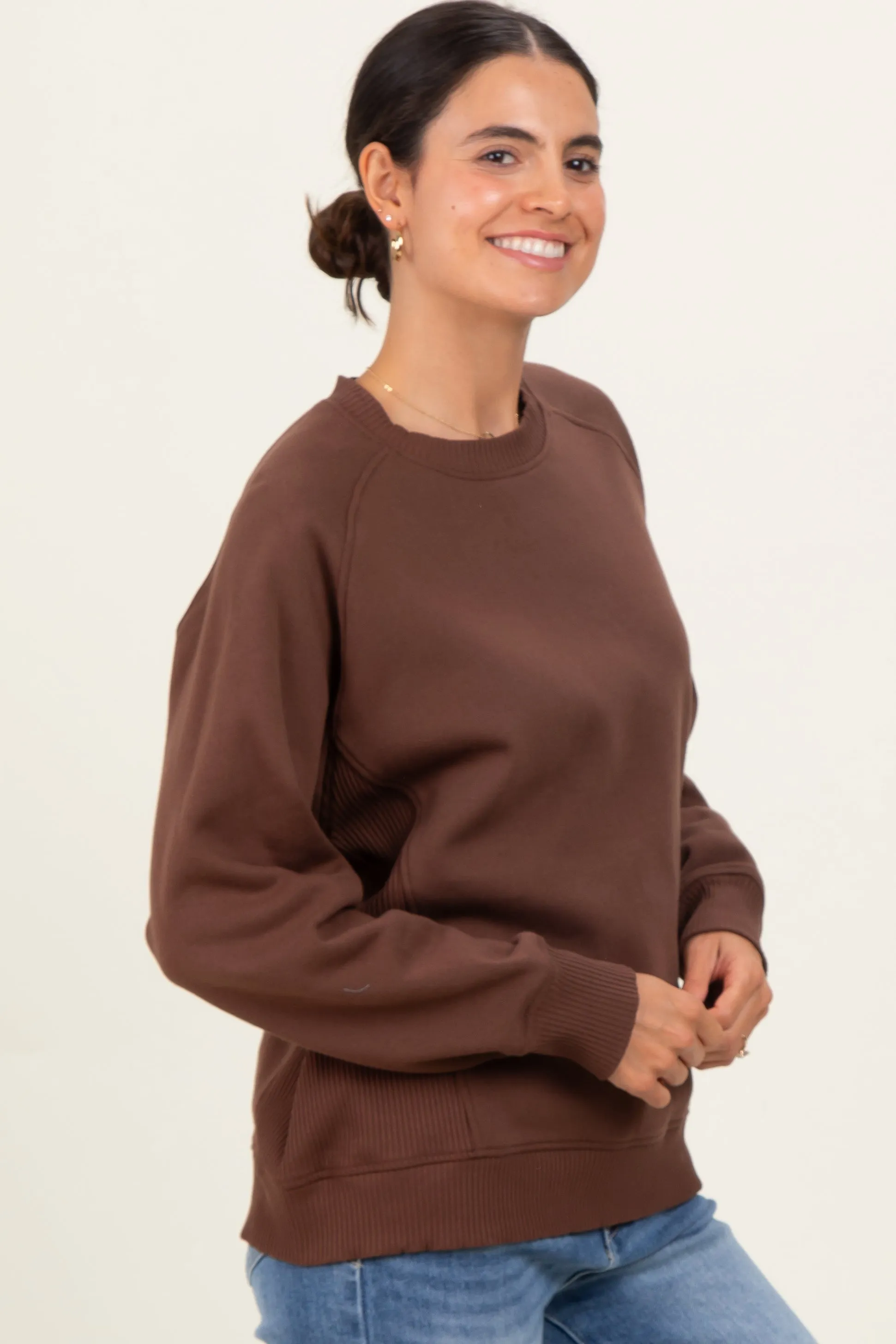 Brown Fleece Sweatshirt sold by Pinkblush product image thumbnail 3