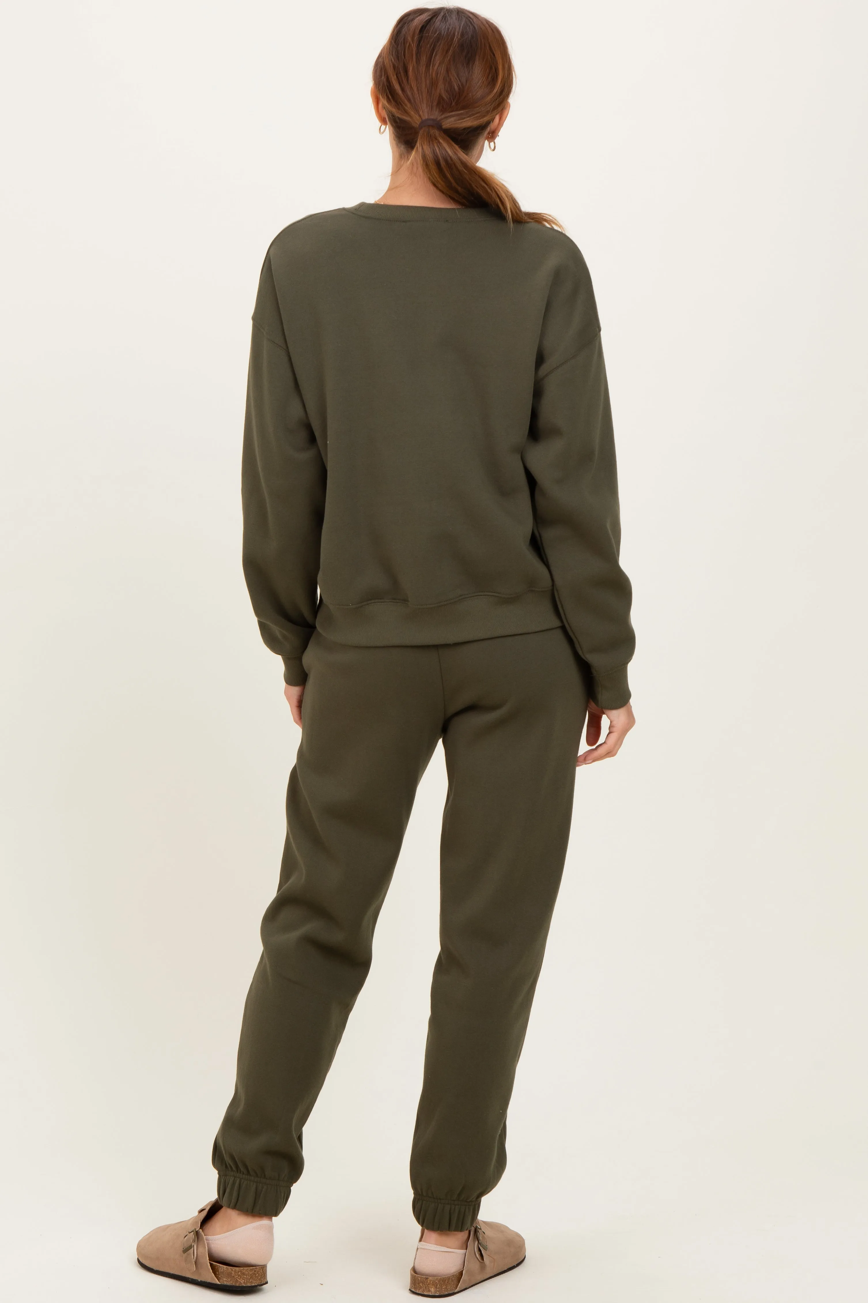 Olive Fleece Long Sleeve Pullover & Jogger Set sold by Pinkblush product image thumbnail 4
