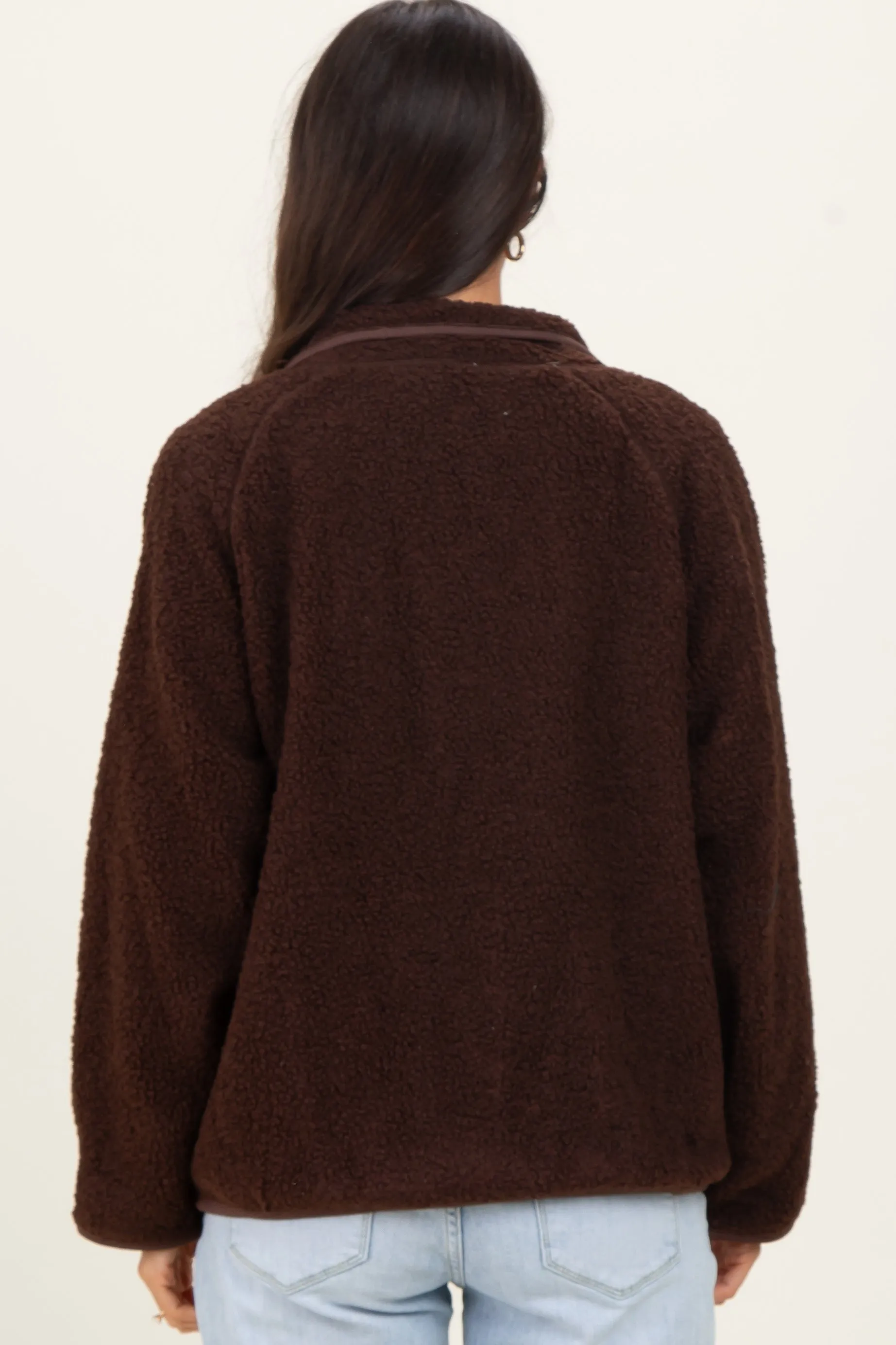 Brown Fleece Full Zip Jacket sold by Pinkblush product image thumbnail 4