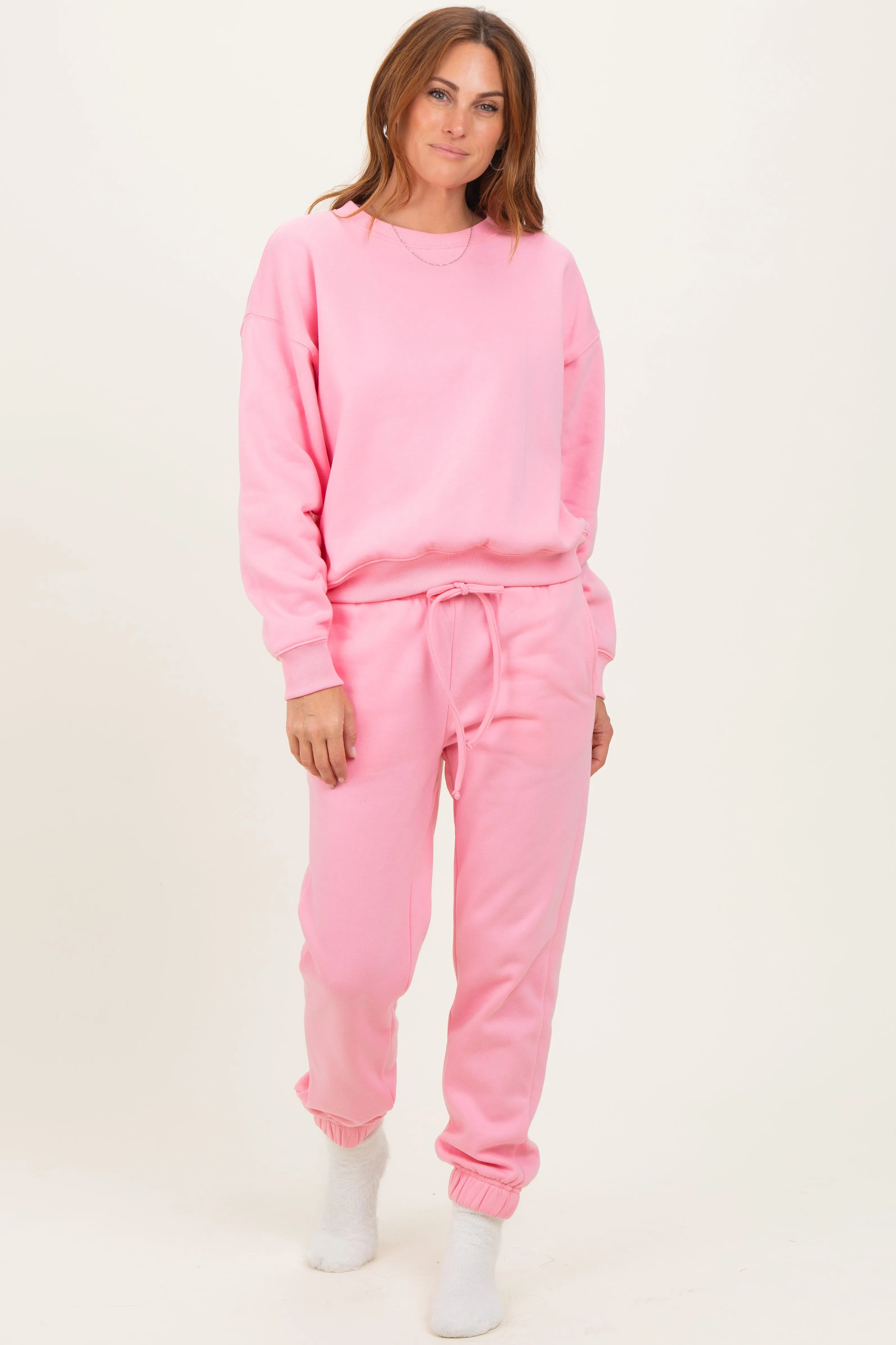 Pink Fleece Long Sleeve Pullover & Jogger Set sold by Pinkblush product image thumbnail 2